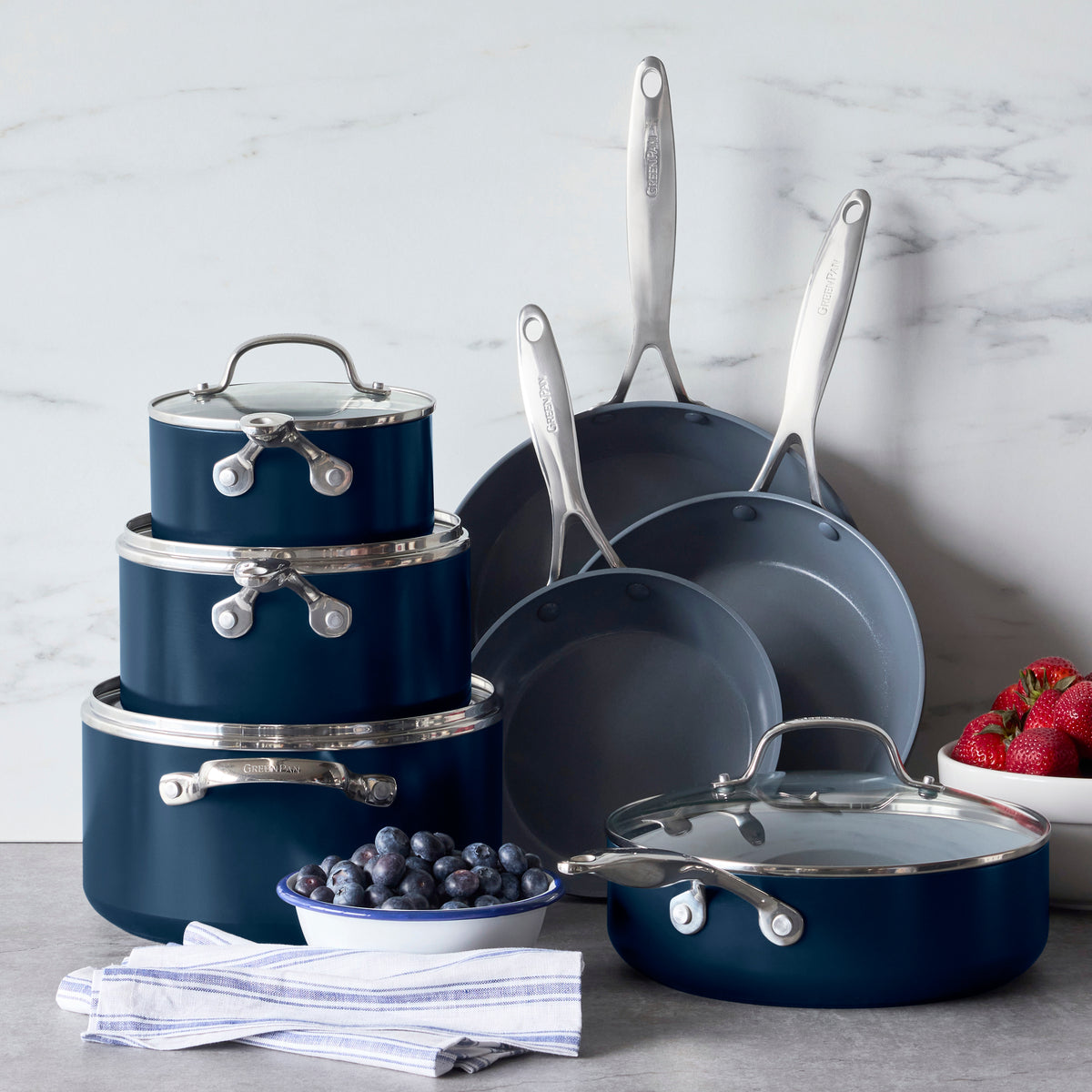 GreenPan Valencia Pro Ceramic Nonstick 11-Piece Cookware Set | Twilight