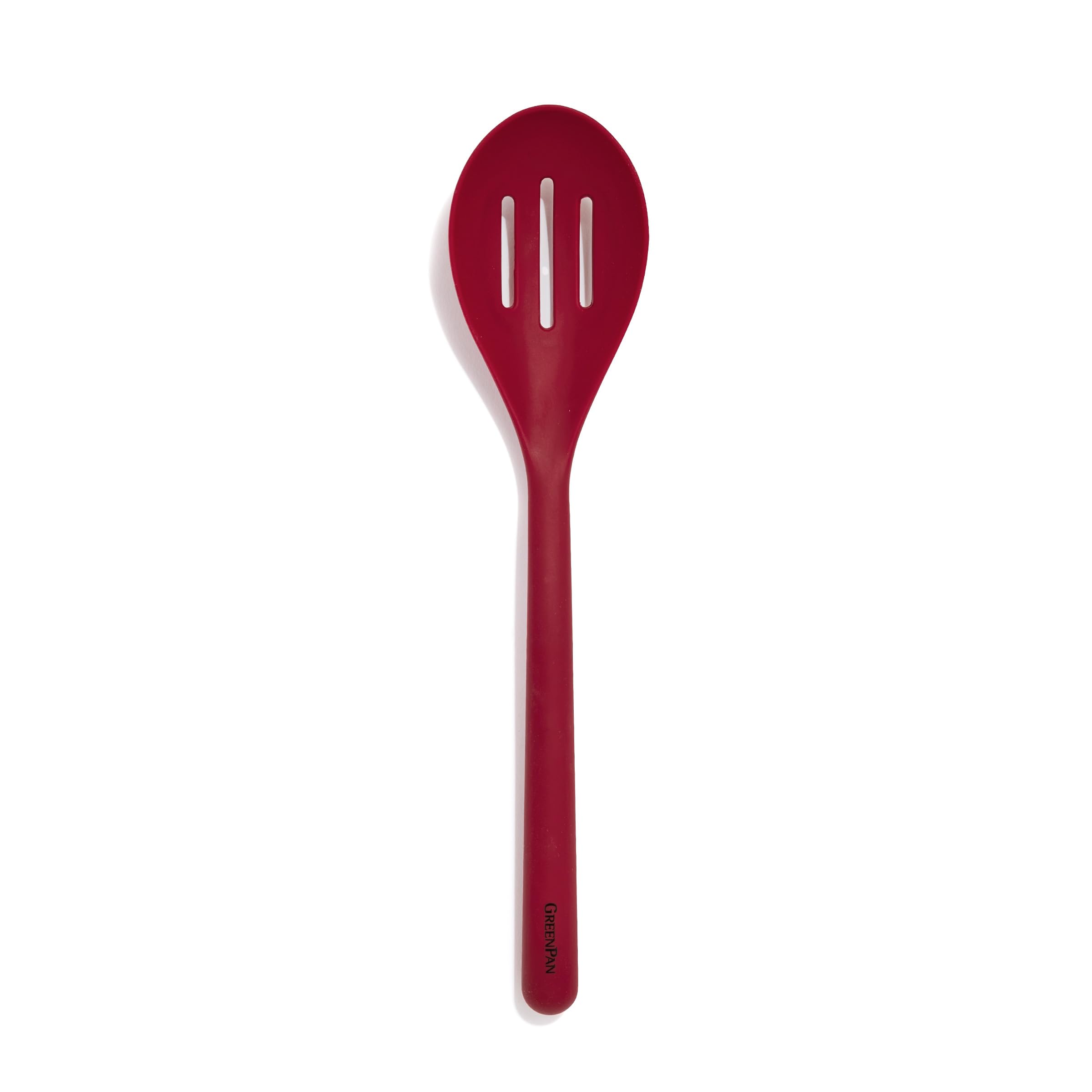 GreenPan Platinum Silicone Slotted Spoon – Heat-Resistant Kitchen Utensil, Red