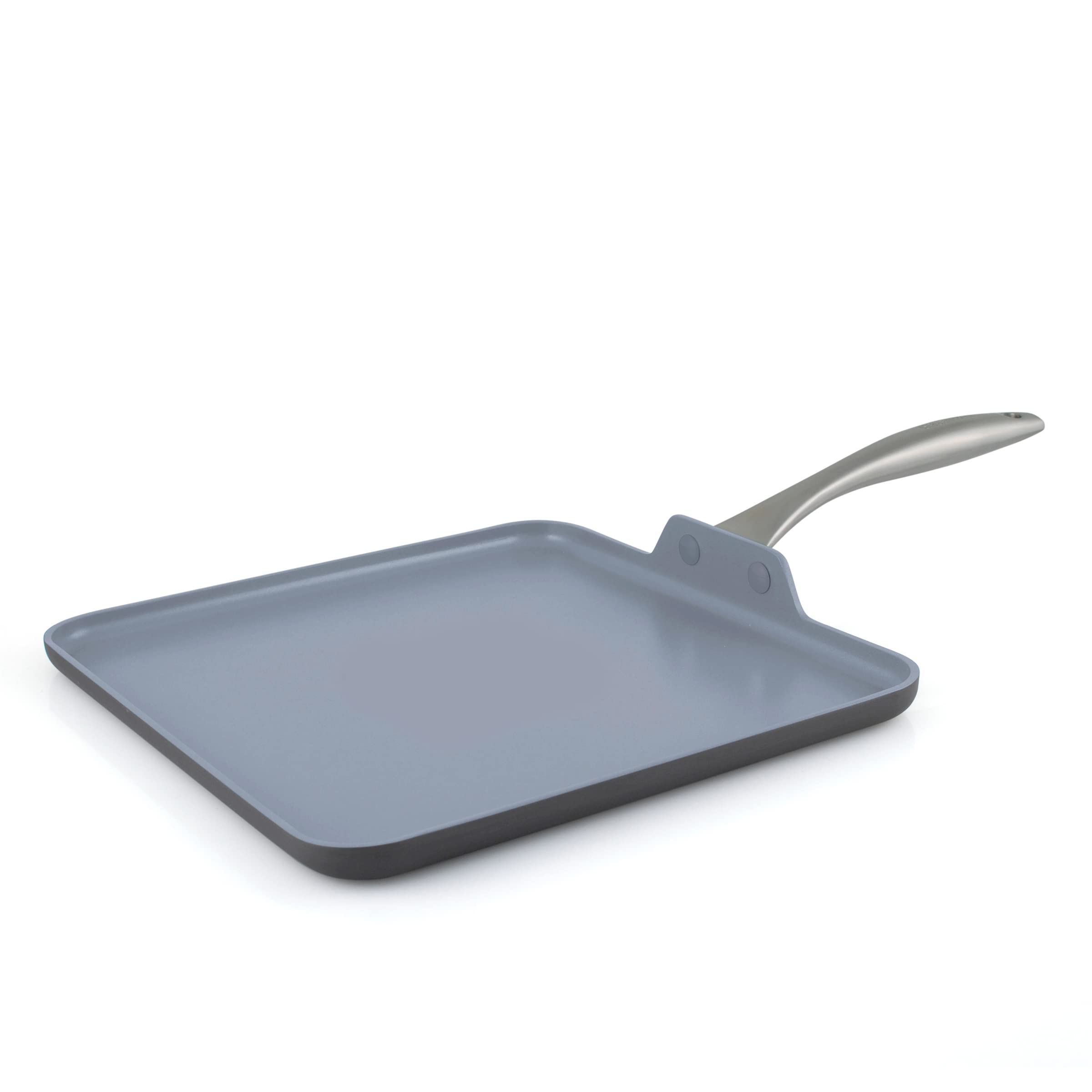GreenPan Lima 11" Square Griddle Pan, Hard Anodized, Ceramic Nonstick, Stainless Steel Handle, Gray