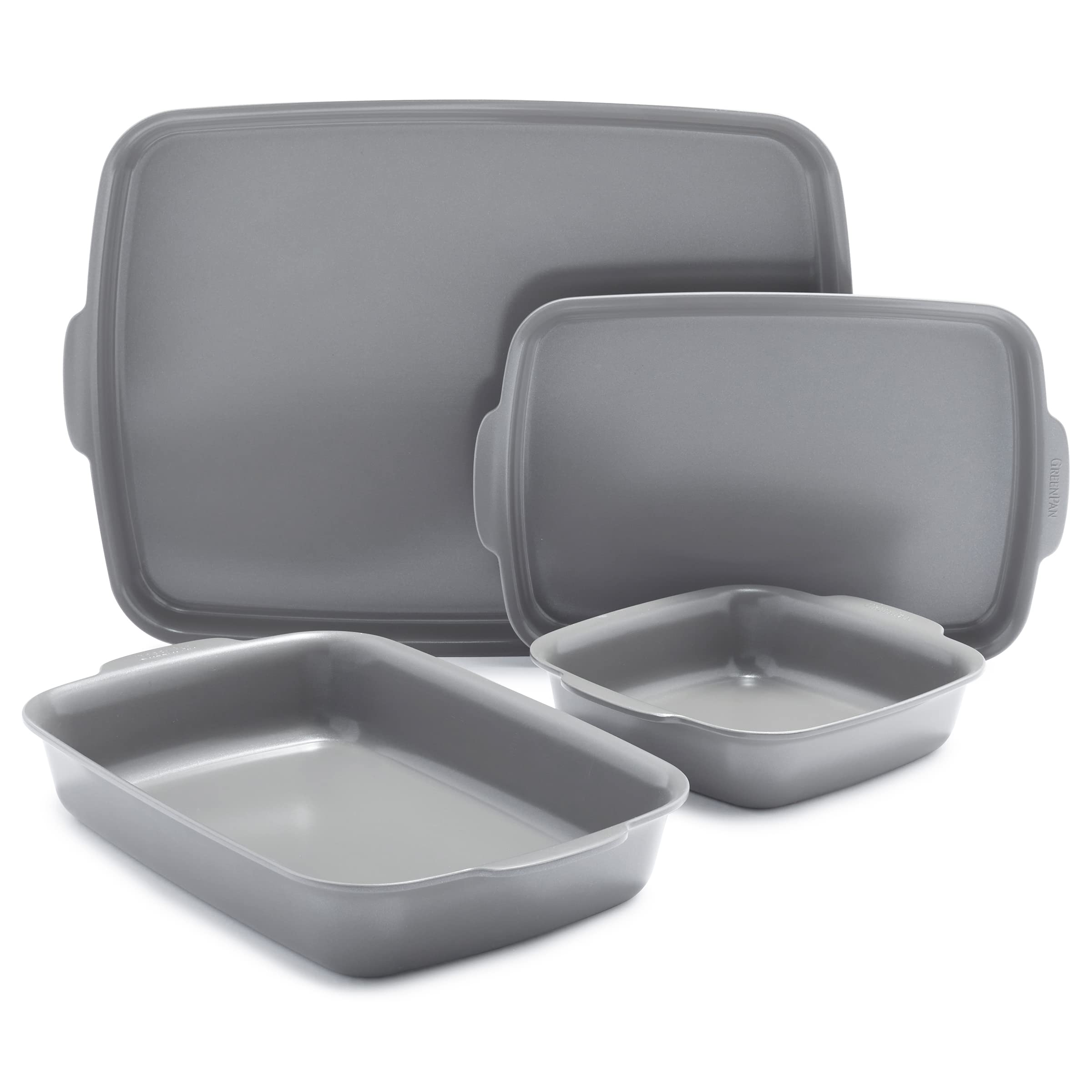 GreenPan Premiere Ovenware 4-Piece Ceramic Nonstick Bakeware Set — Gray