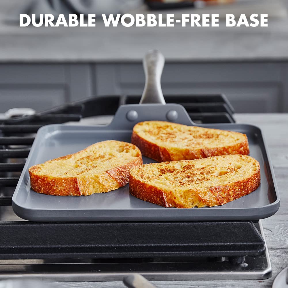 GreenPan Lima 11" Square Griddle Pan, Hard Anodized, Ceramic Nonstick, Stainless Steel Handle, Gray