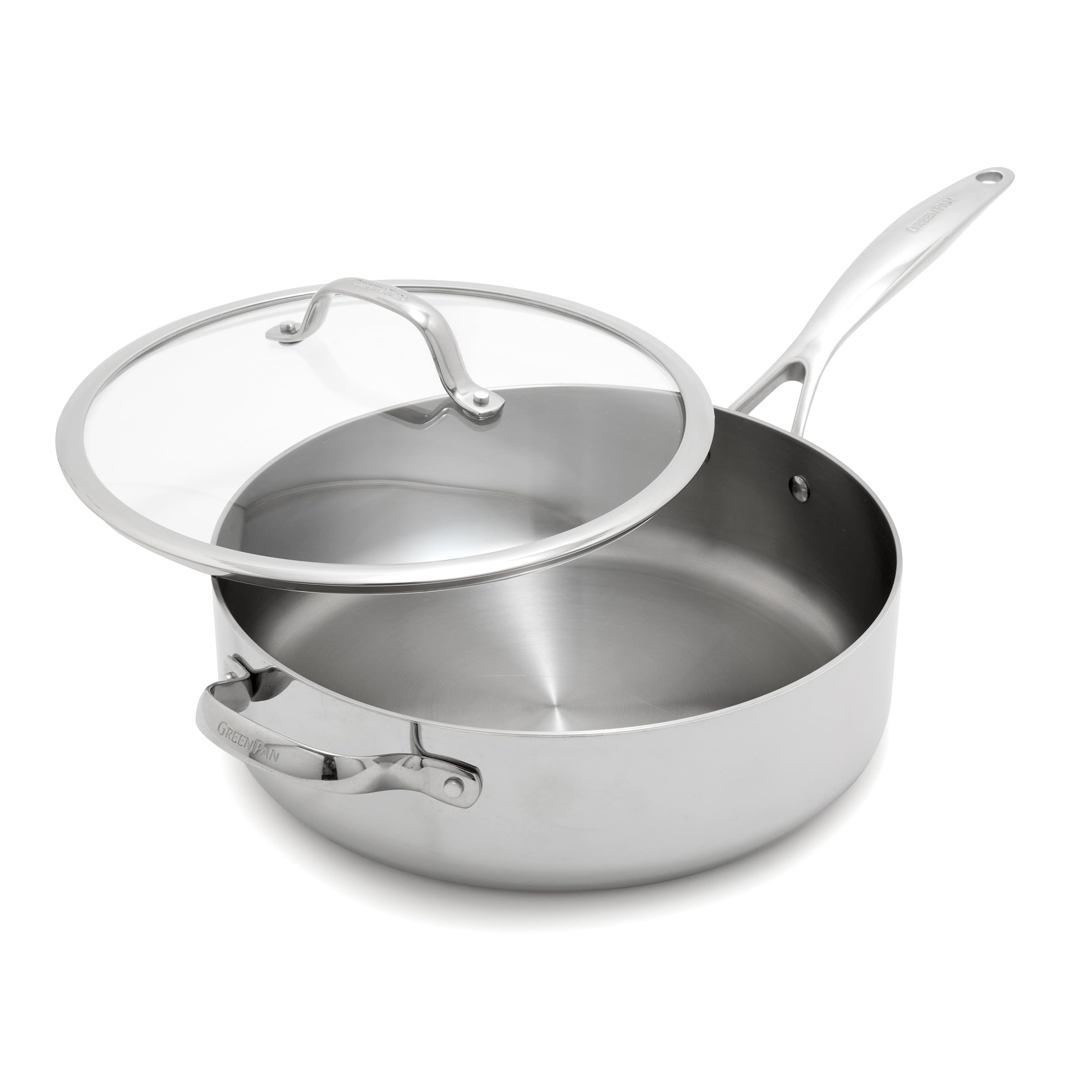 GreenPan Valencia Pro Tri-Ply Stainless Steel 5QT Sauté Pan with Lid