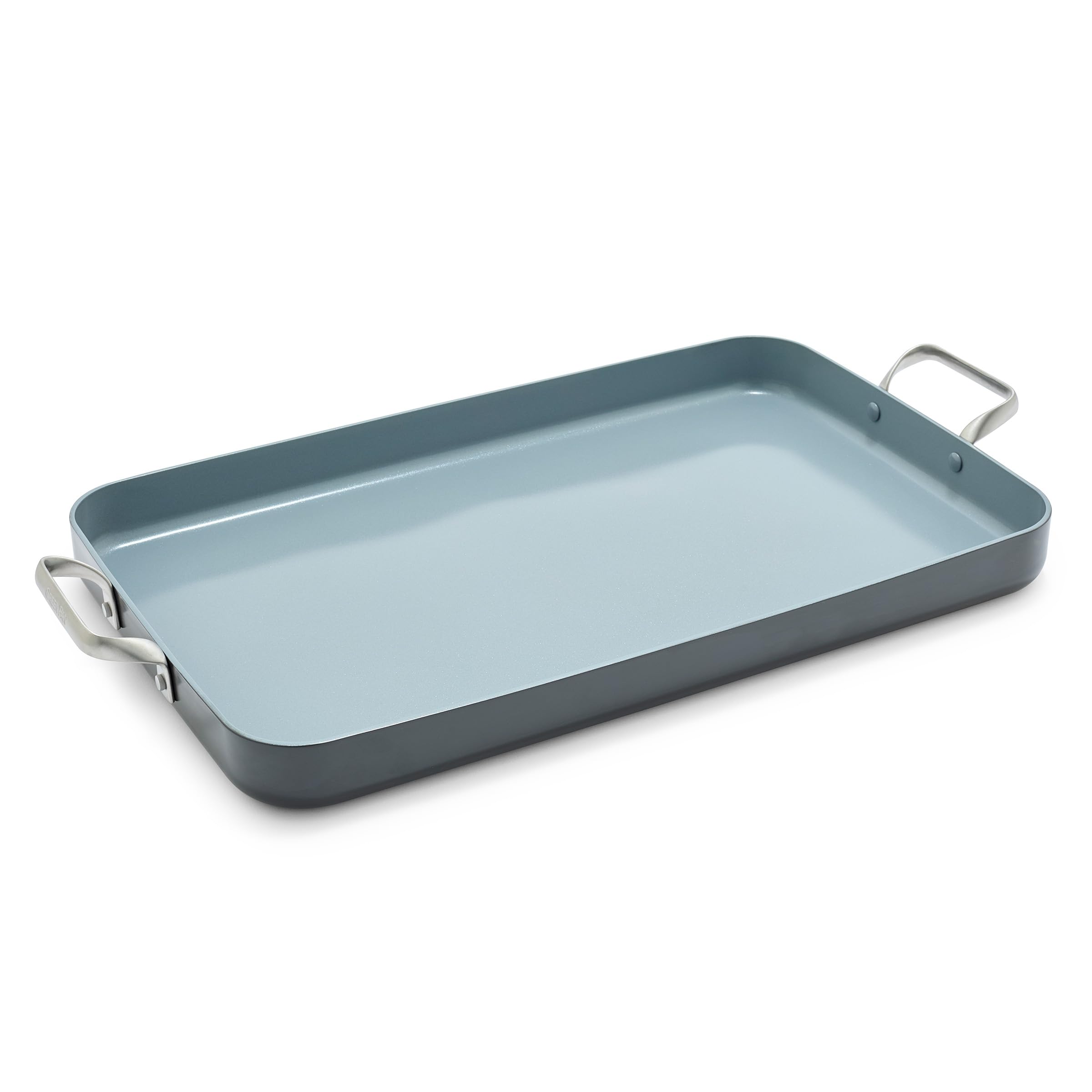 GreenPan Valencia Pro Ceramic Nonstick 18" x 11" Double Burner Griddle Pan — Hard Anodized, PFAS-Free, Induction Ready, Oven Safe to 600°F, Gray
