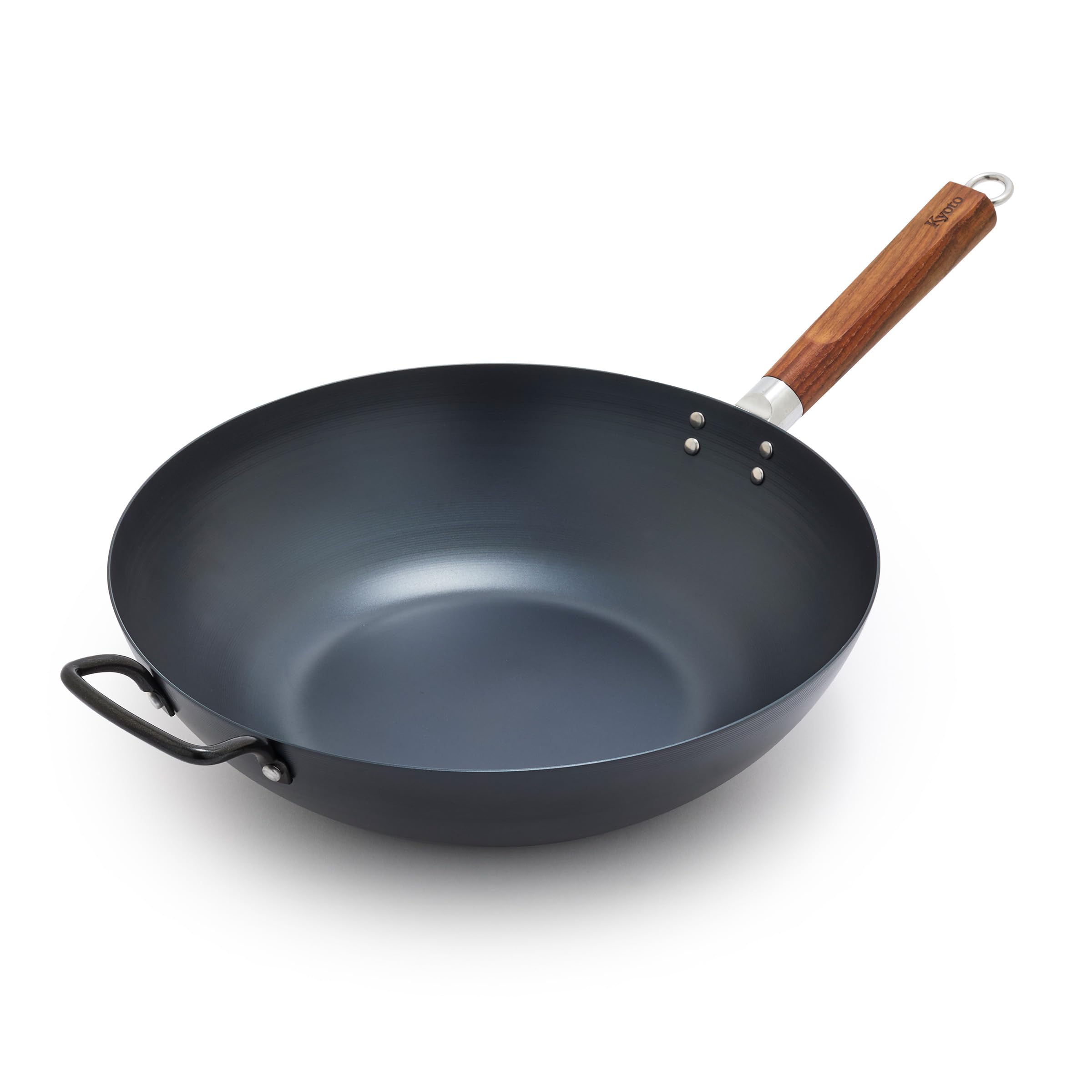 GreenPan Kyoto Carbon Steel Wok 14 in – Flat Bottom – Black