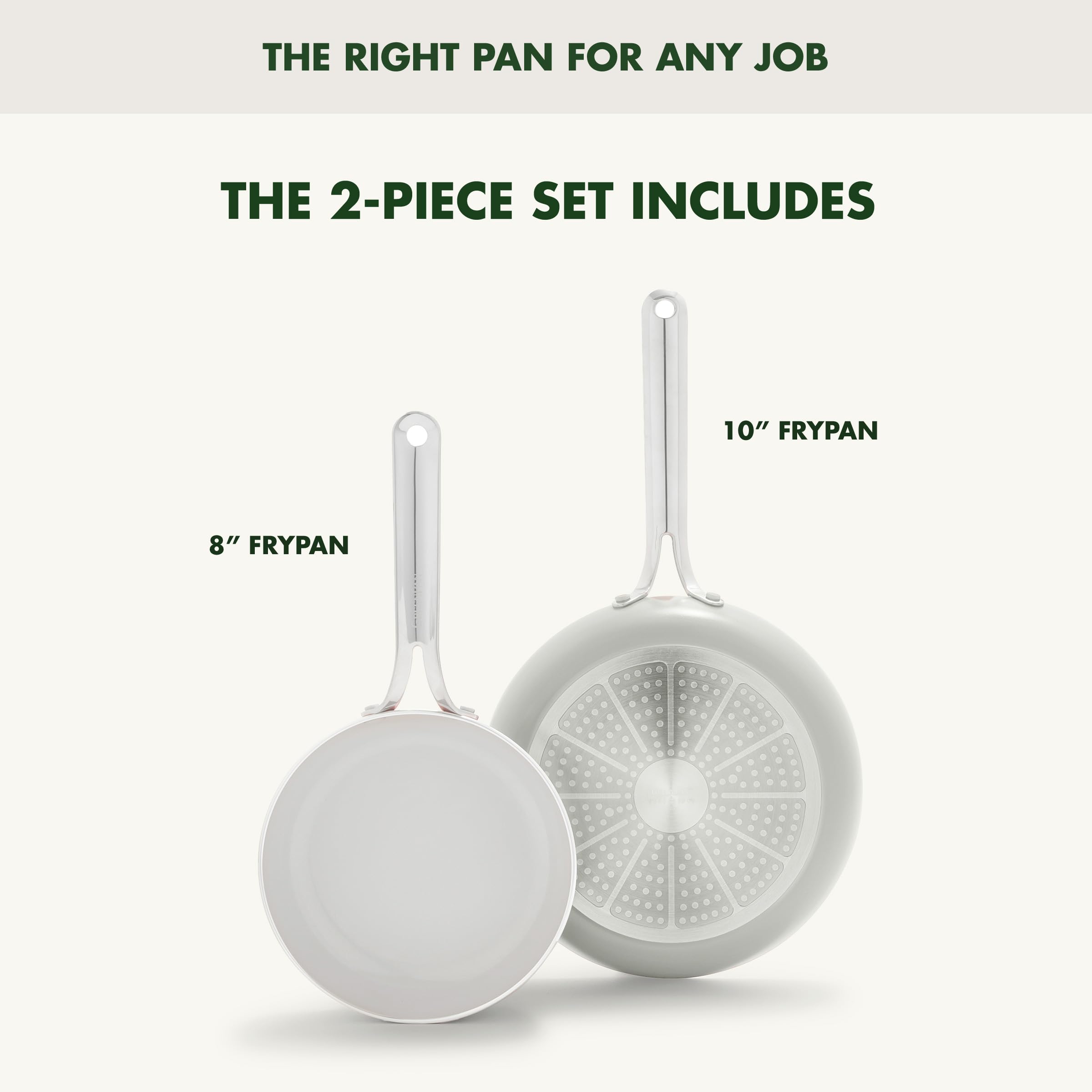 GreenPan Nova 2-Piece Frypan Set (8 in + 10 in) – Cream White