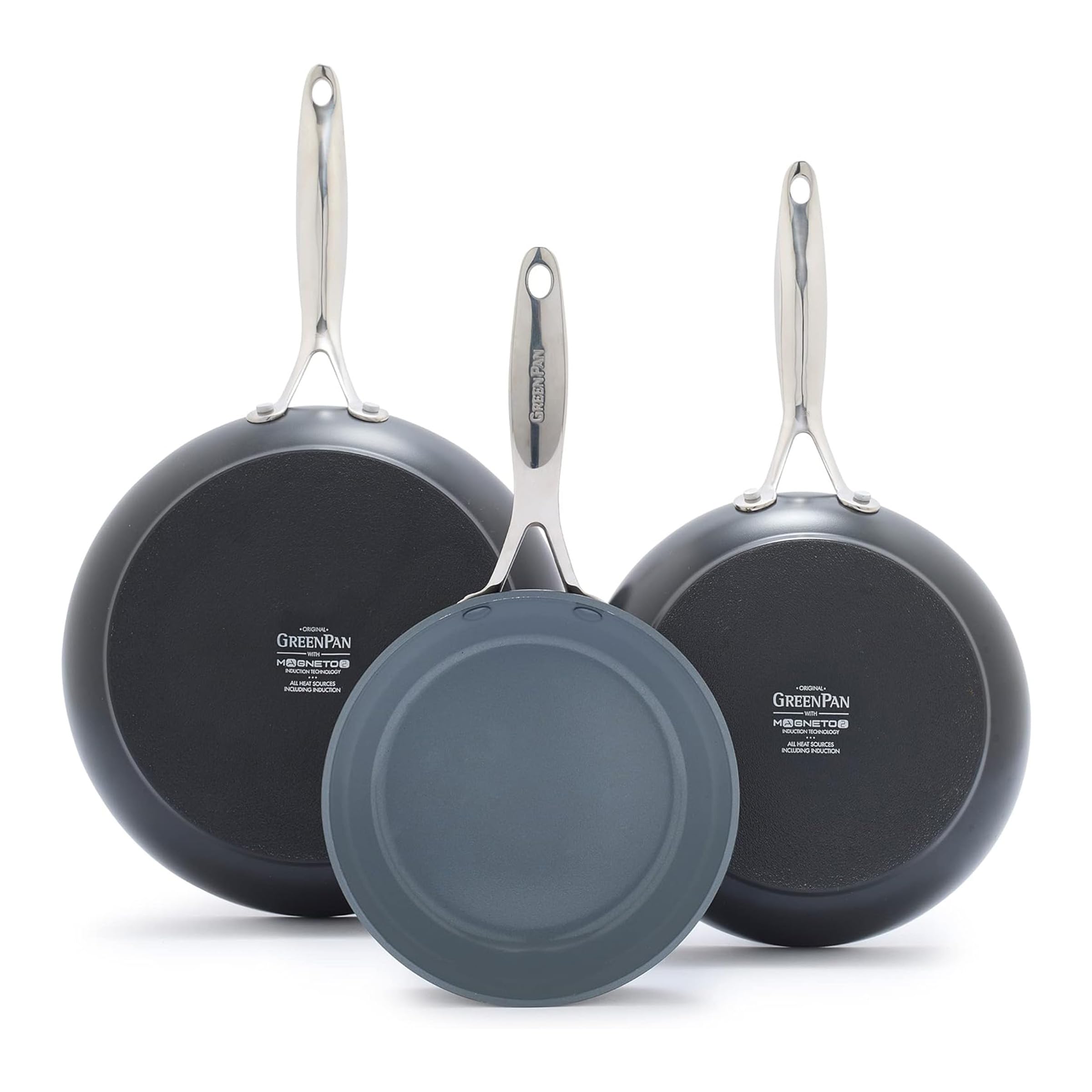 GreenPan Valencia Pro Ceramic Nonstick 3-Piece Fry Pan Set (8", 9.5", 11")