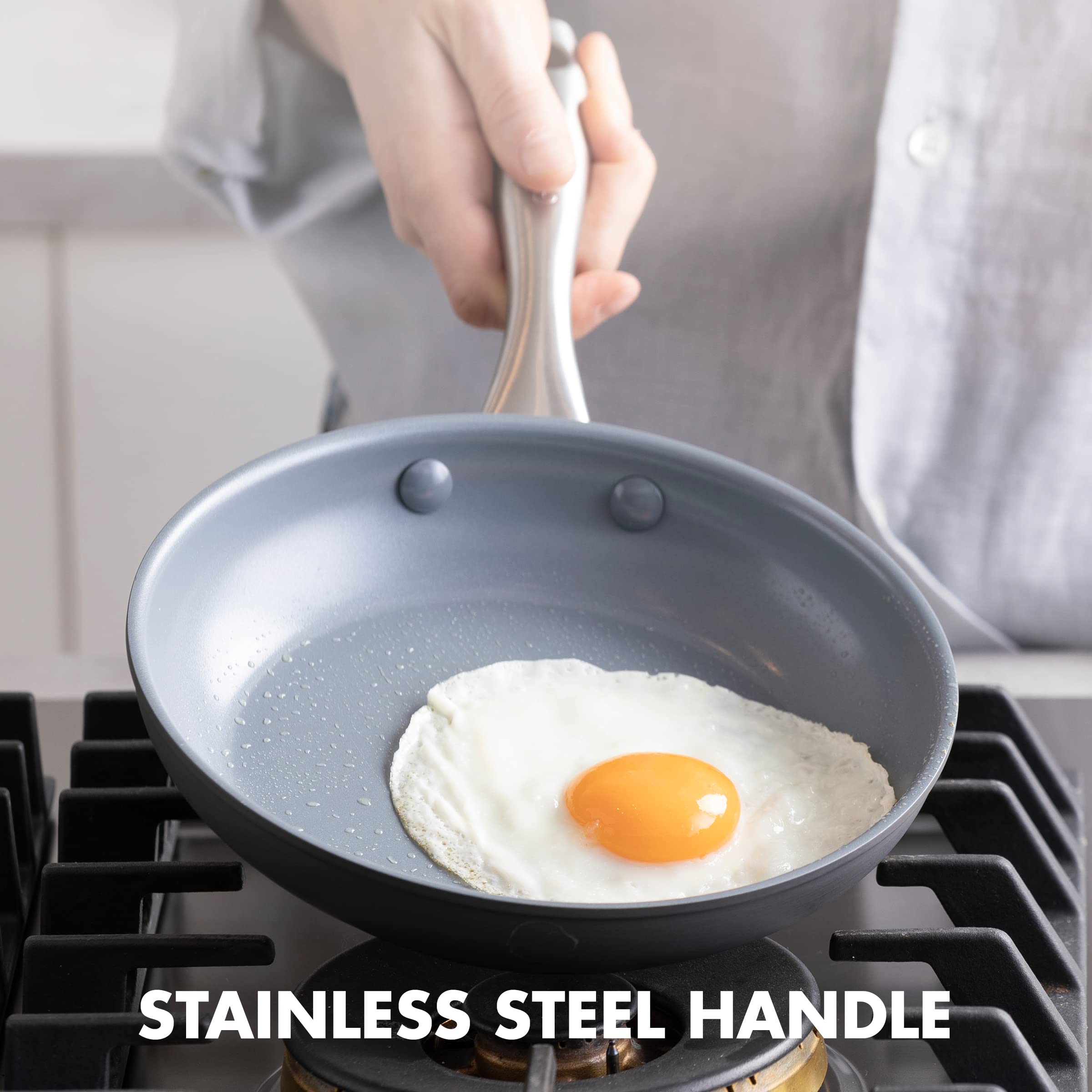 GreenPan Lima Hard Anodized 3-Piece Frying Pan Set (8", 10", 12") — Ceramic Nonstick, PFAS-Free, Oven Safe to 600°F, Stainless Steel Handles