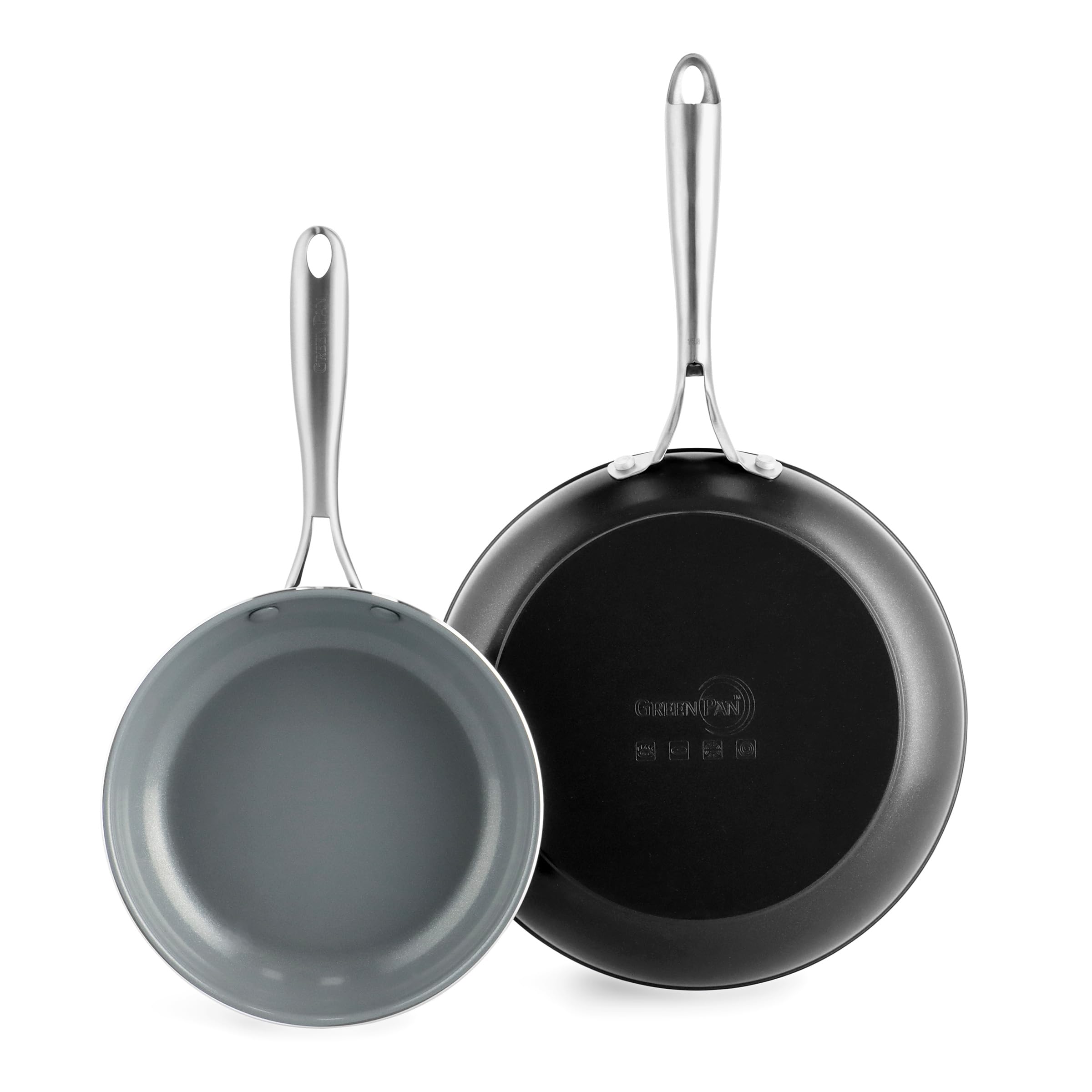 GreenPan Swift Ceramic Nonstick 8" & 10" Frying Pan Set – PFAS-Free, Stainless Steel Handles, Oven Safe to 600°F