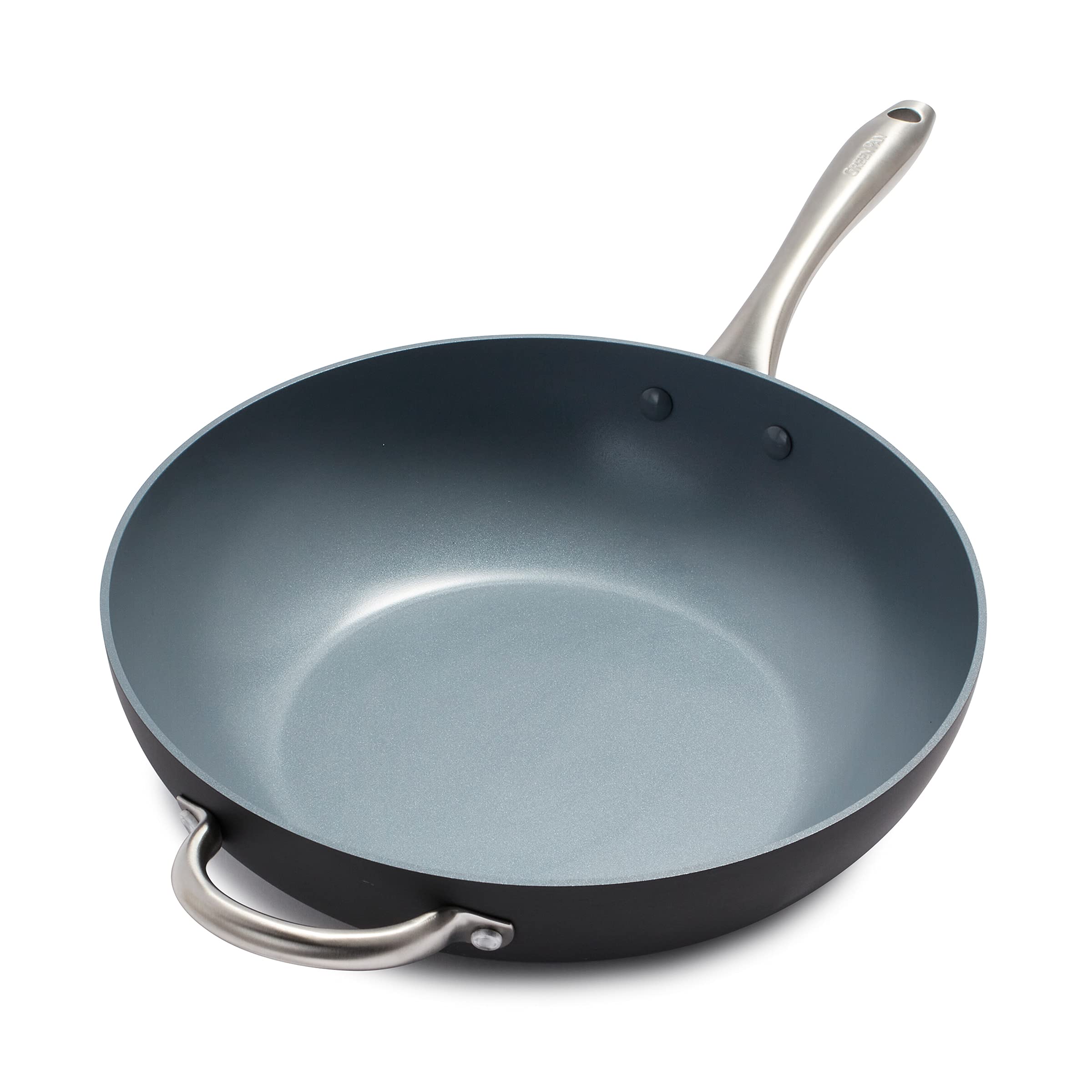 GreenPan Lima 12.5-Inch Hard Anodized Wok Pan with Helper Handle - Ceramic Nonstick