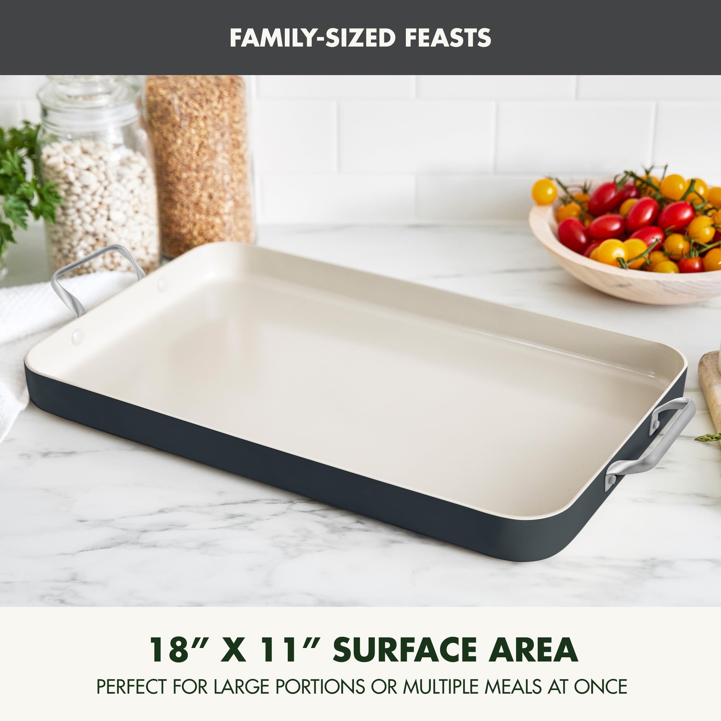 GreenPan Rio 18" x 11" Double Burner Griddle Pan - Hard Anodized Ceramic Nonstick