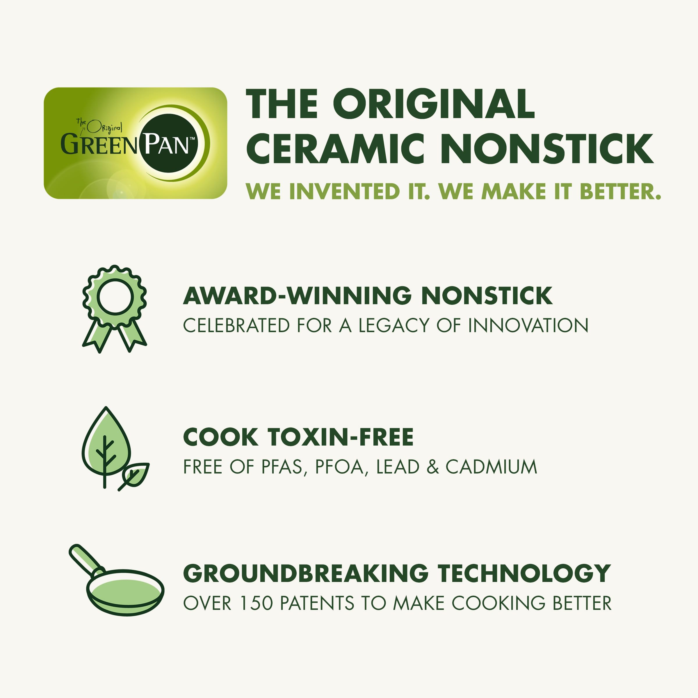 GreenPan Reserve Duoforged Hard Anodized 10-Piece Ceramic Nonstick Cookware Set with Gold-Tone Handles, Sage Green