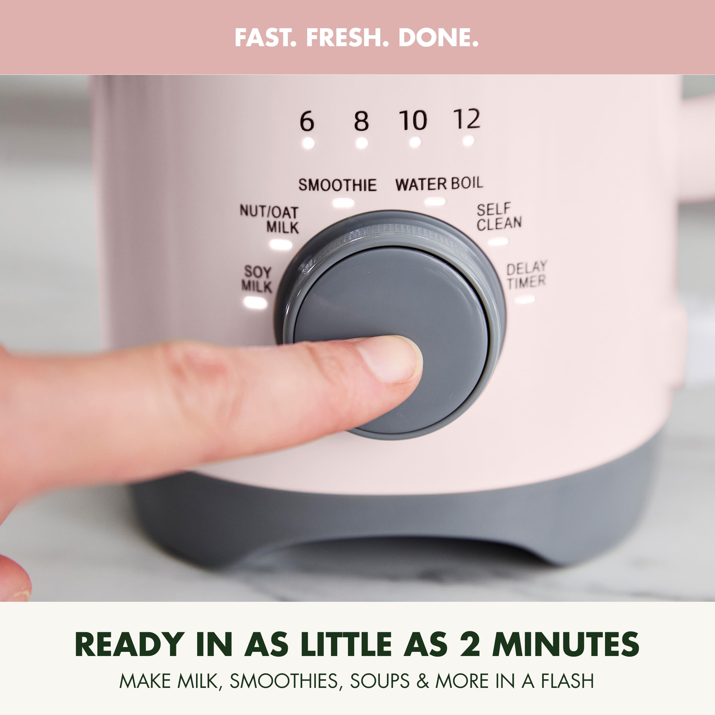 GreenPan Better Blend Milk Maker – 30oz Nut Milk Machine, 15-in-1, BPA-Free Glass, Self-Clean, Delay Timer, Pink