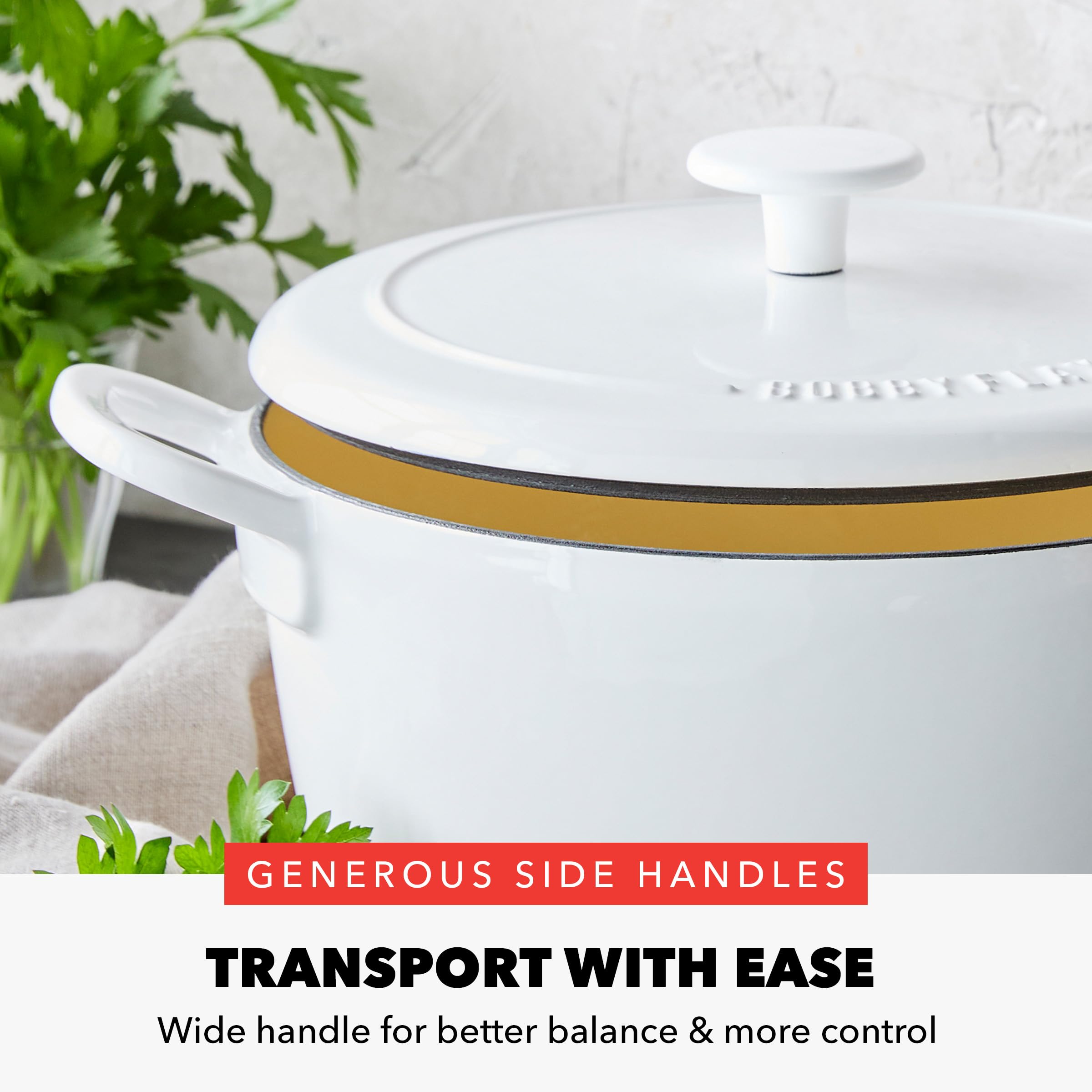 GreenPan x Bobby Flay 5.5QT Enameled Cast Iron Dutch Oven with Self-Basting Lid — Ivory