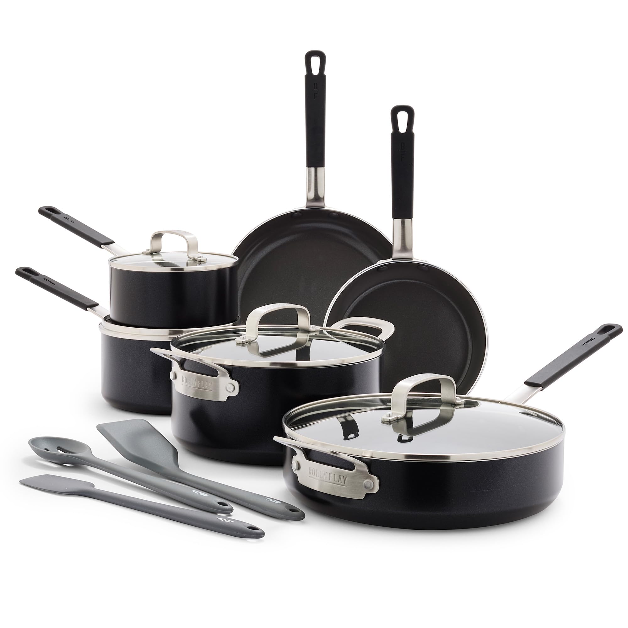 GreenPan x Bobby Flay 13-Piece Nonstick Cookware Set, PFAS-Free Diamond Ceramic, Induction Suitable, Black