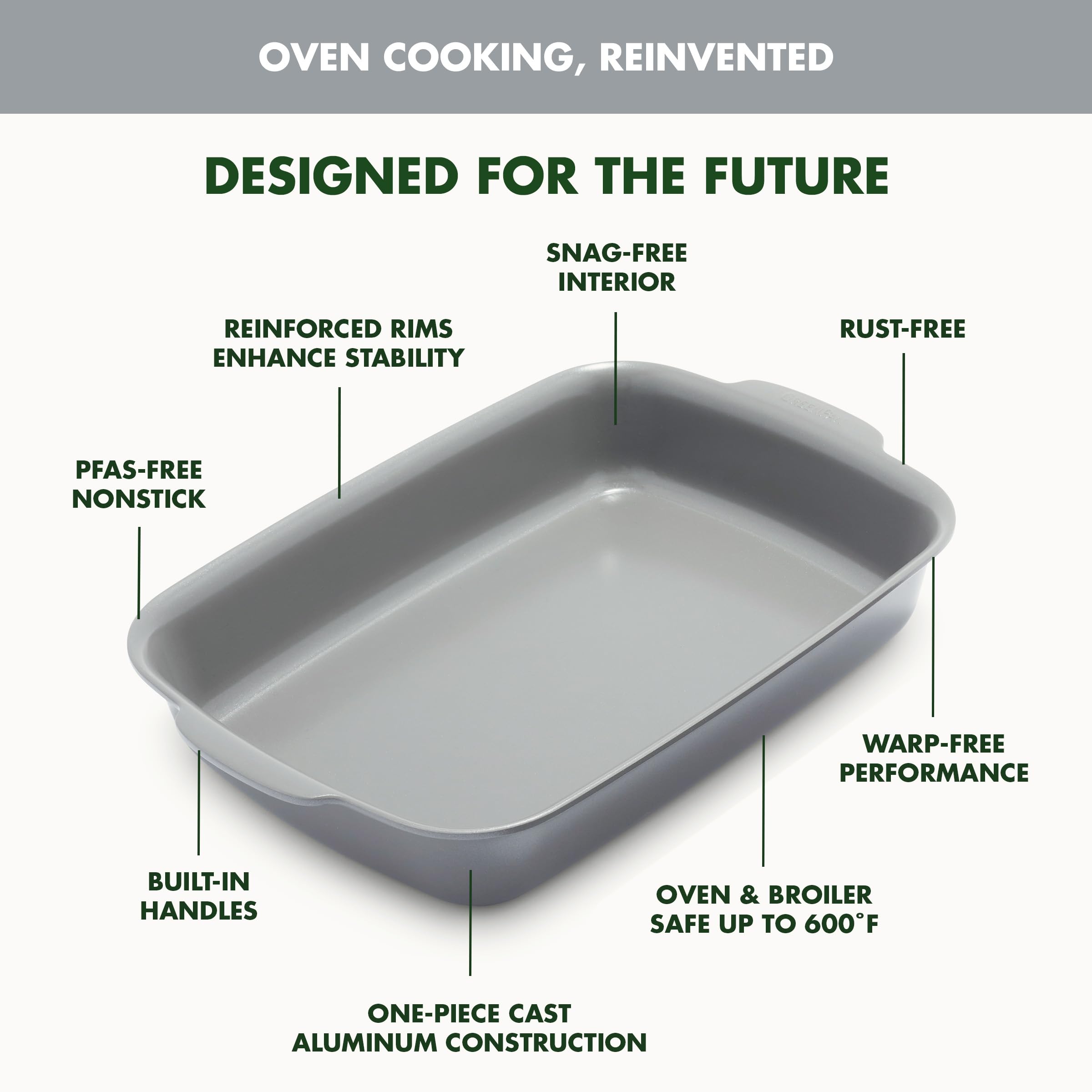 GreenPan Premiere Ovenware 4-Piece Ceramic Nonstick Bakeware Set — Gray