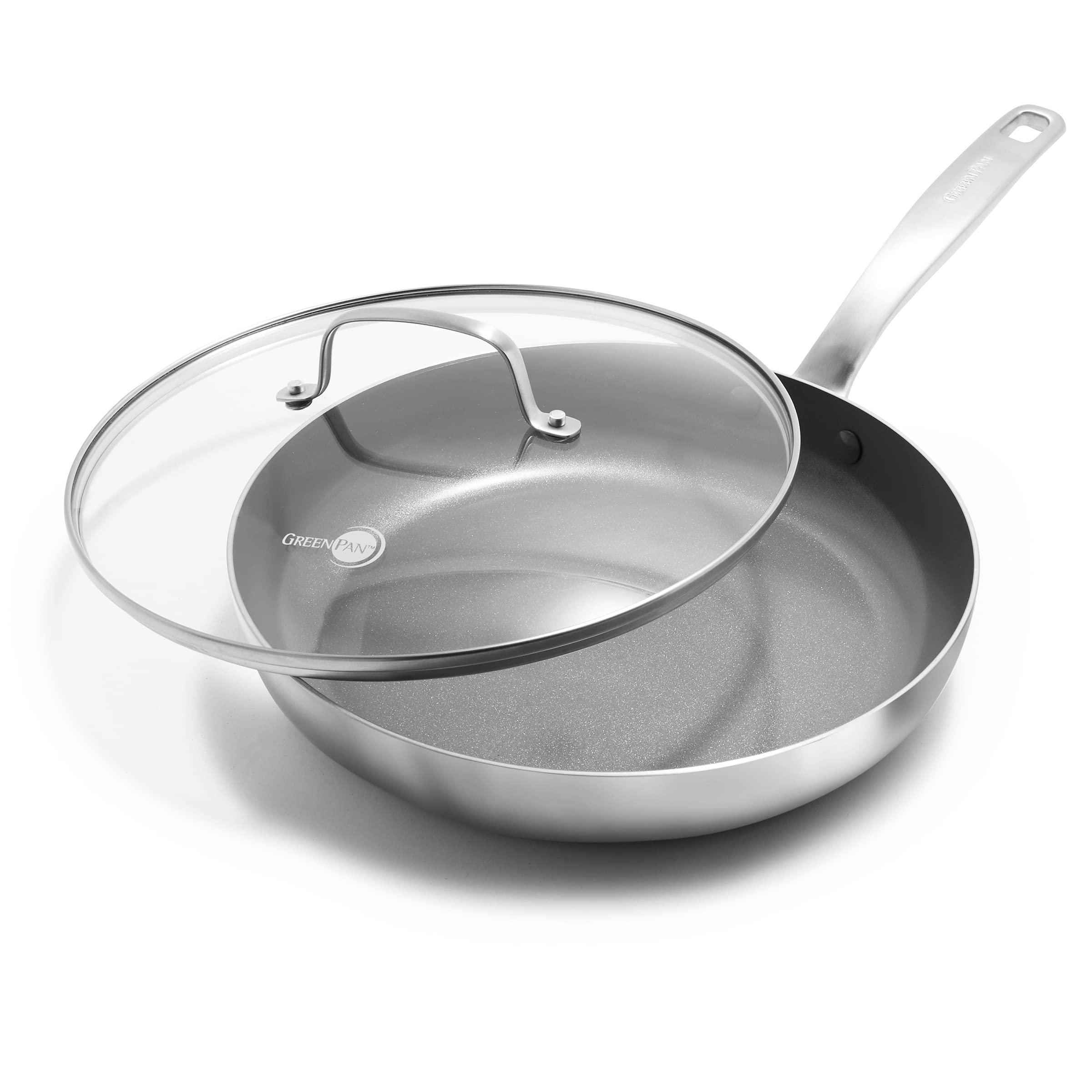 GreenPan Chatham 8" Stainless Steel Frying Pan — PFAS-Free Ceramic Nonstick, Induction Ready, Dishwasher Safe