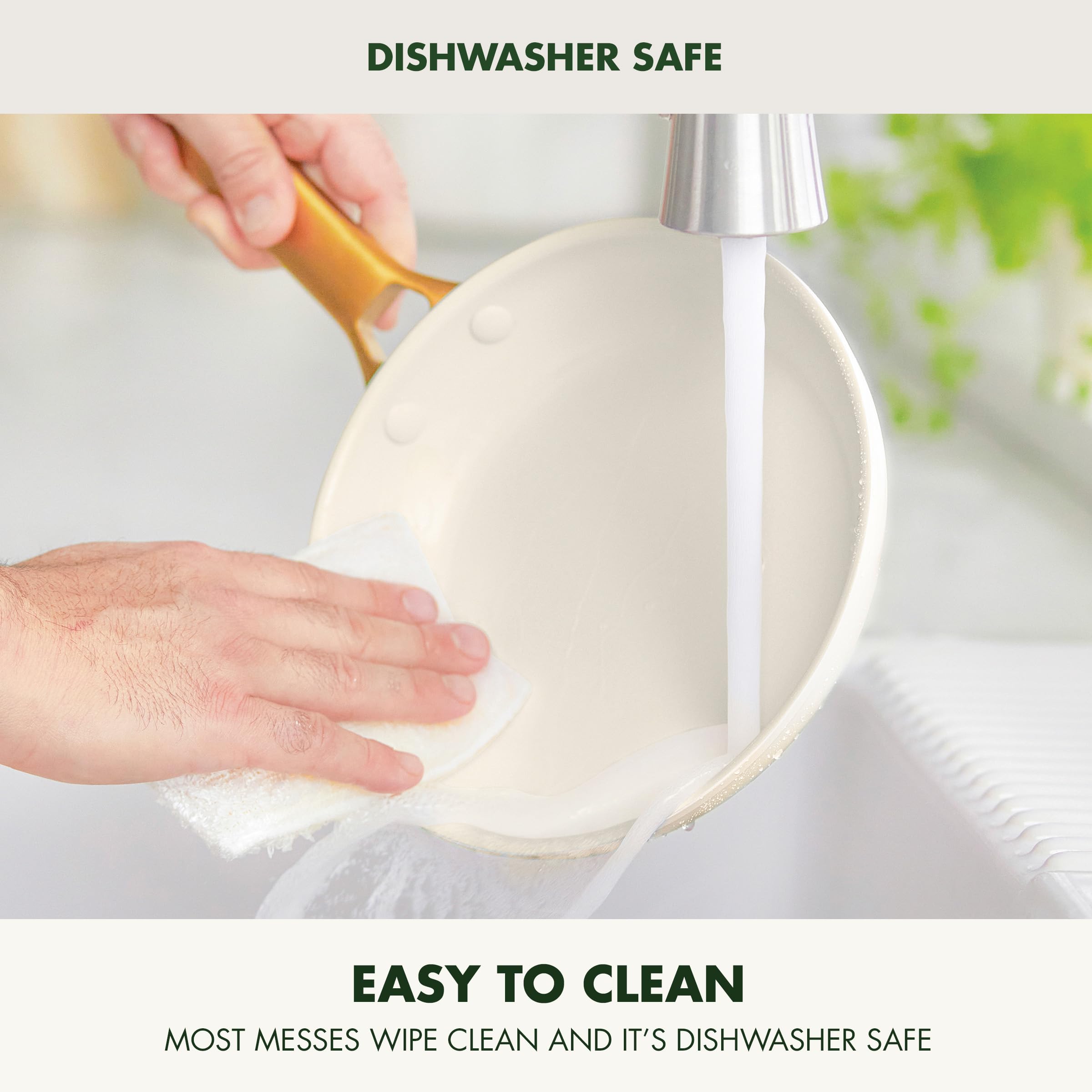 GreenPan Reserve Duoforged Hard Anodized 10-Piece Ceramic Nonstick Cookware Set with Gold-Tone Handles, Cream White