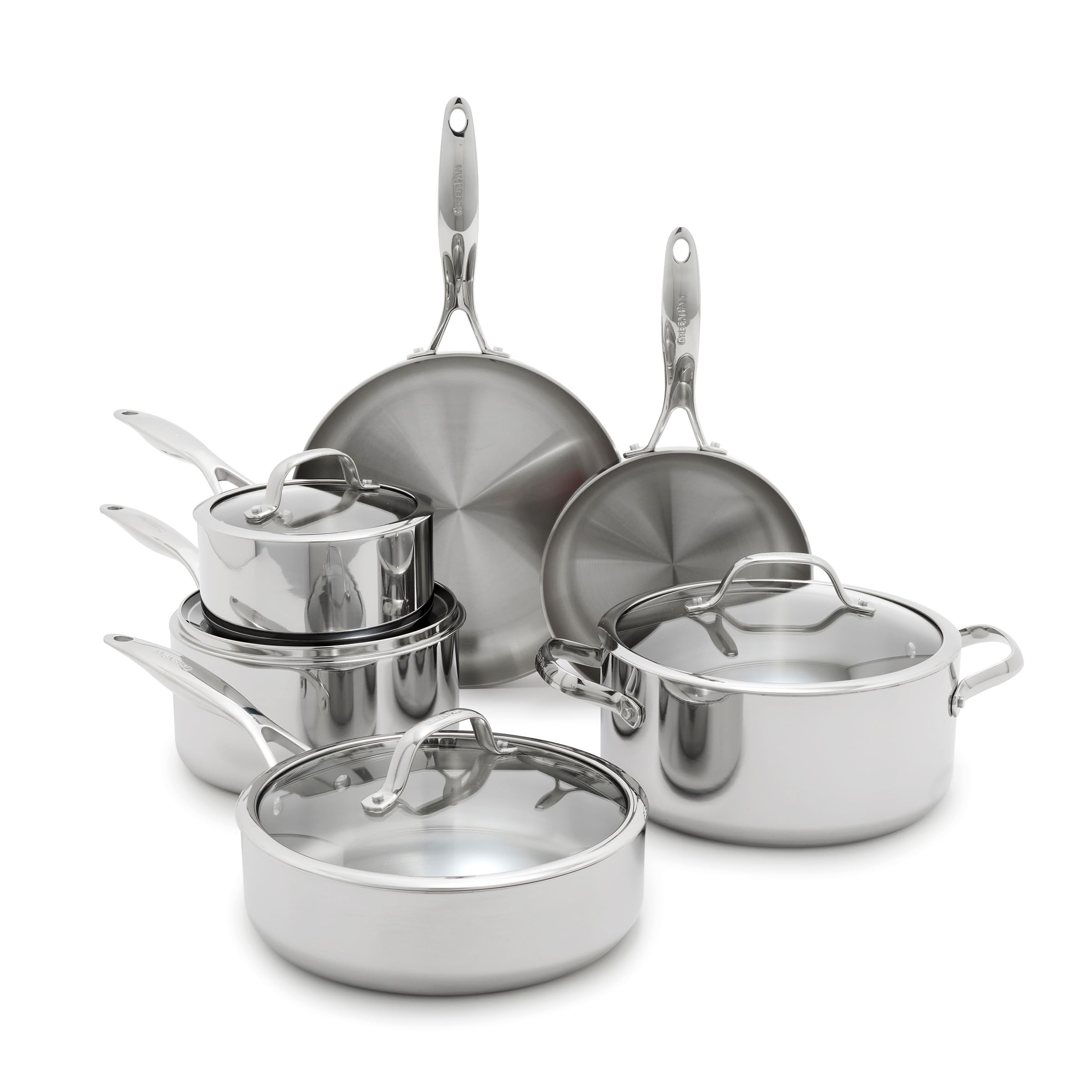 GreenPan Valencia Pro Tri-Ply Stainless Steel 10-Piece Cookware Set