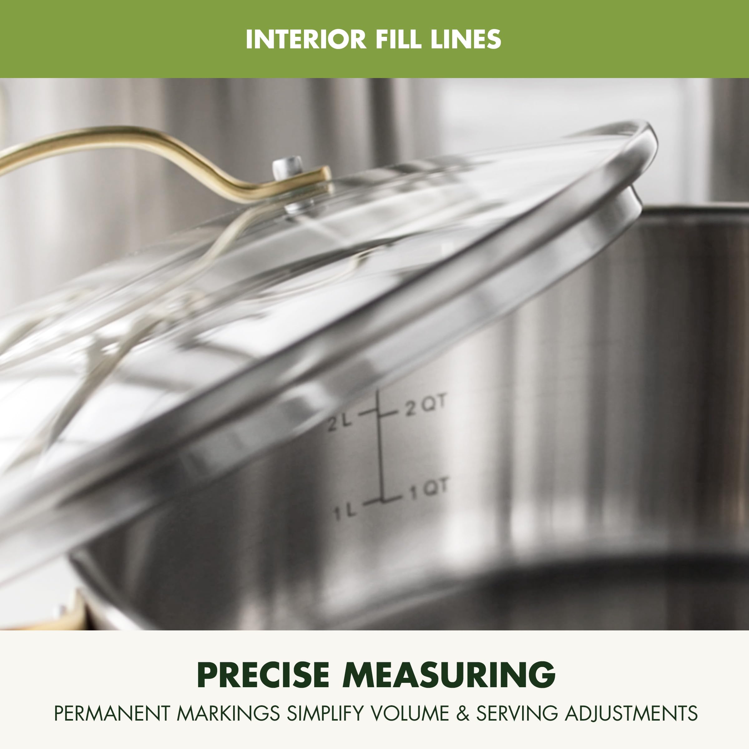 GreenPan Stainless Steel 11-Piece Cookware Set with Induction Base - Gold Accents