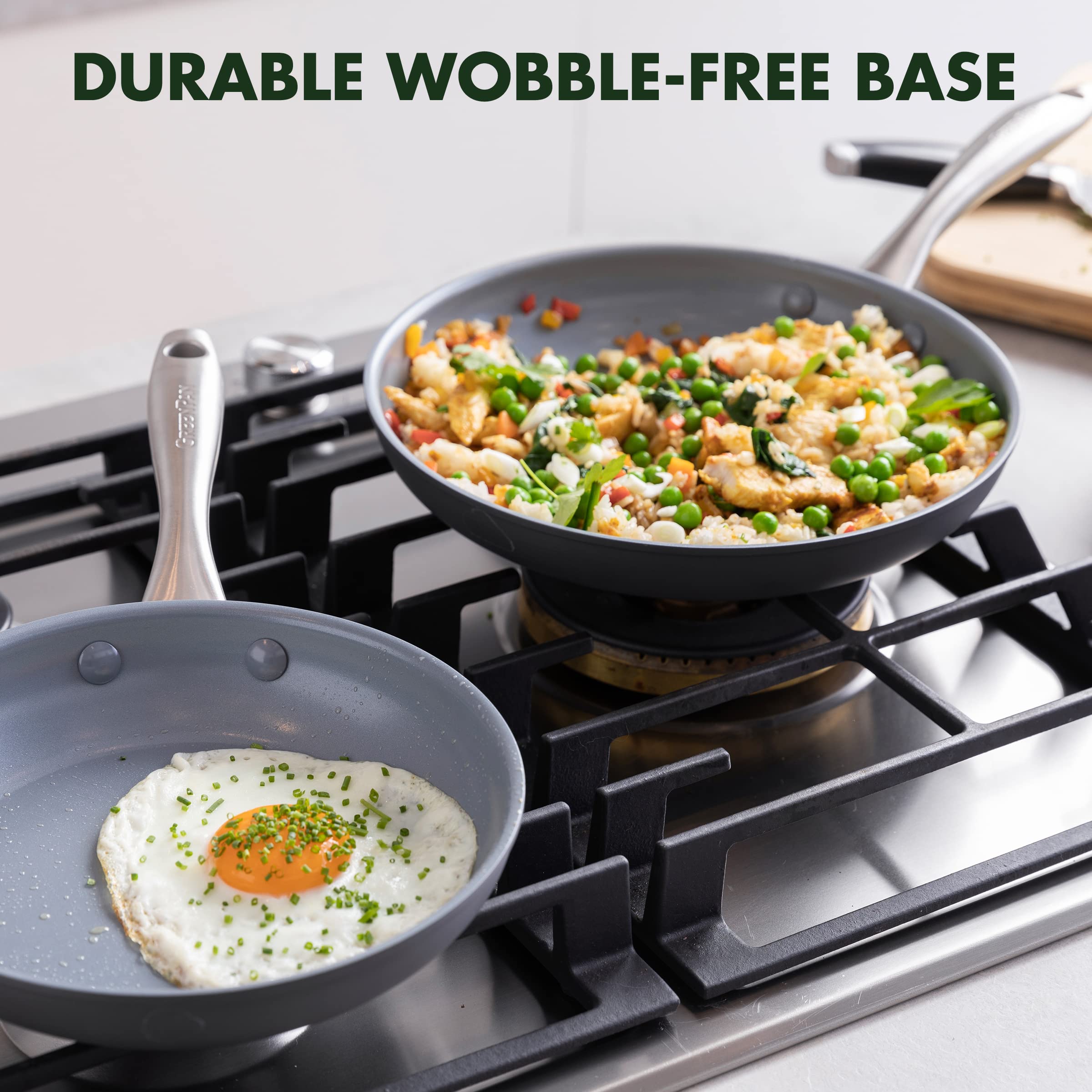 GreenPan Lima Hard Anodized 3-Piece Frying Pan Set (8", 10", 12") — Ceramic Nonstick, PFAS-Free, Oven Safe to 600°F, Stainless Steel Handles