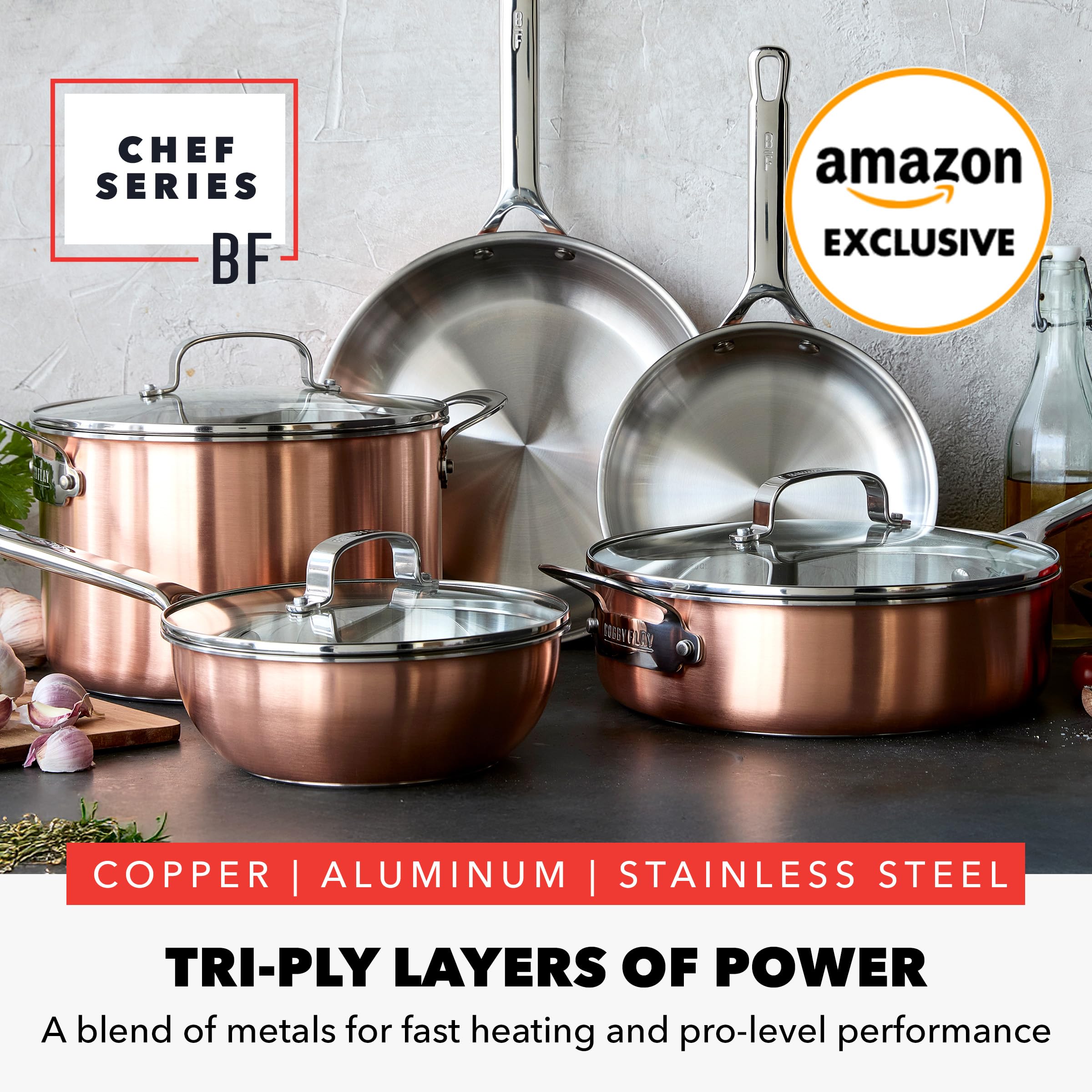 GreenPan x Bobby Flay 8-Piece Copper Clad Pots & Pans Set