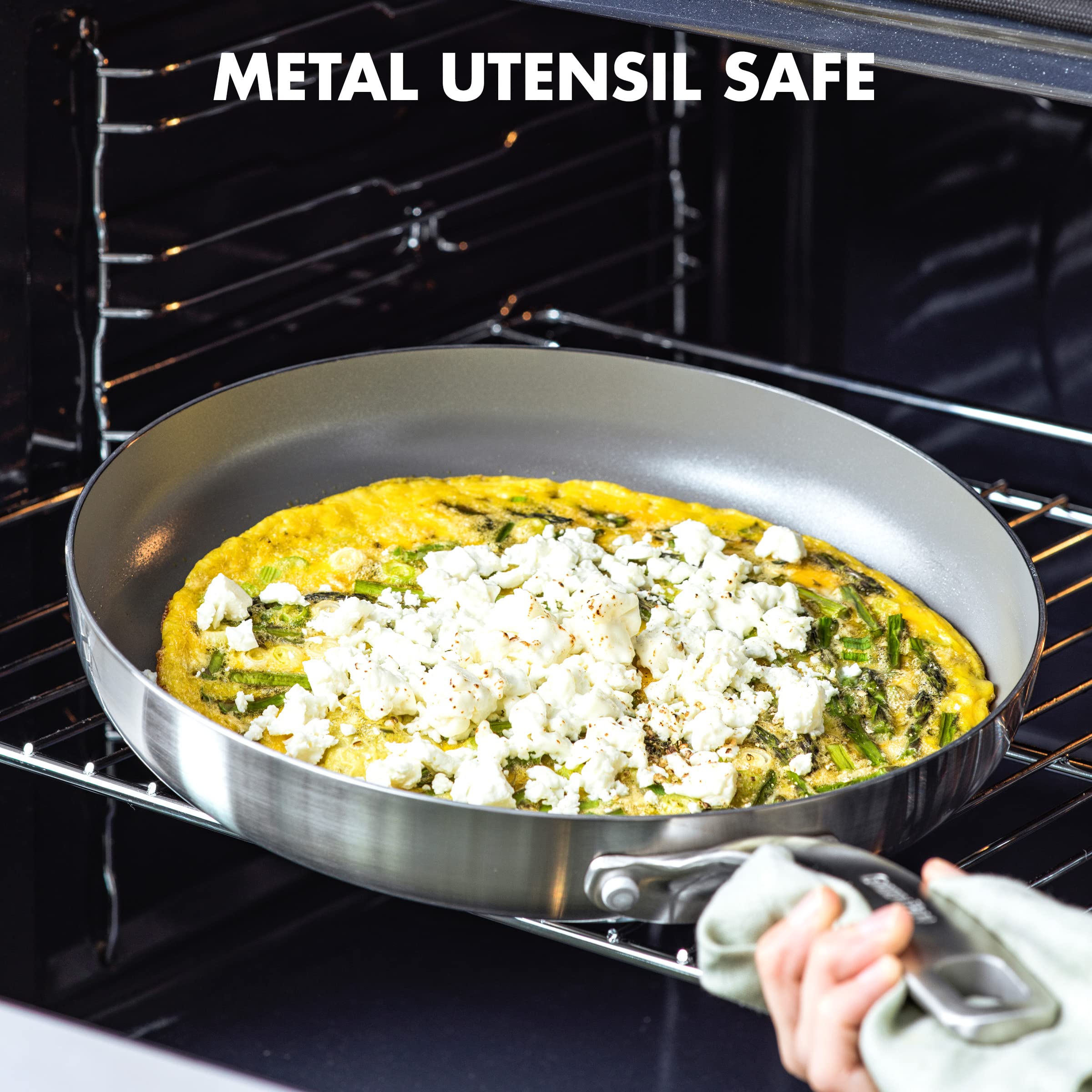 GreenPan Chatham Tri-Ply Stainless Steel Healthy Ceramic Nonstick 10" and 12" Frying Pan Skillet Set