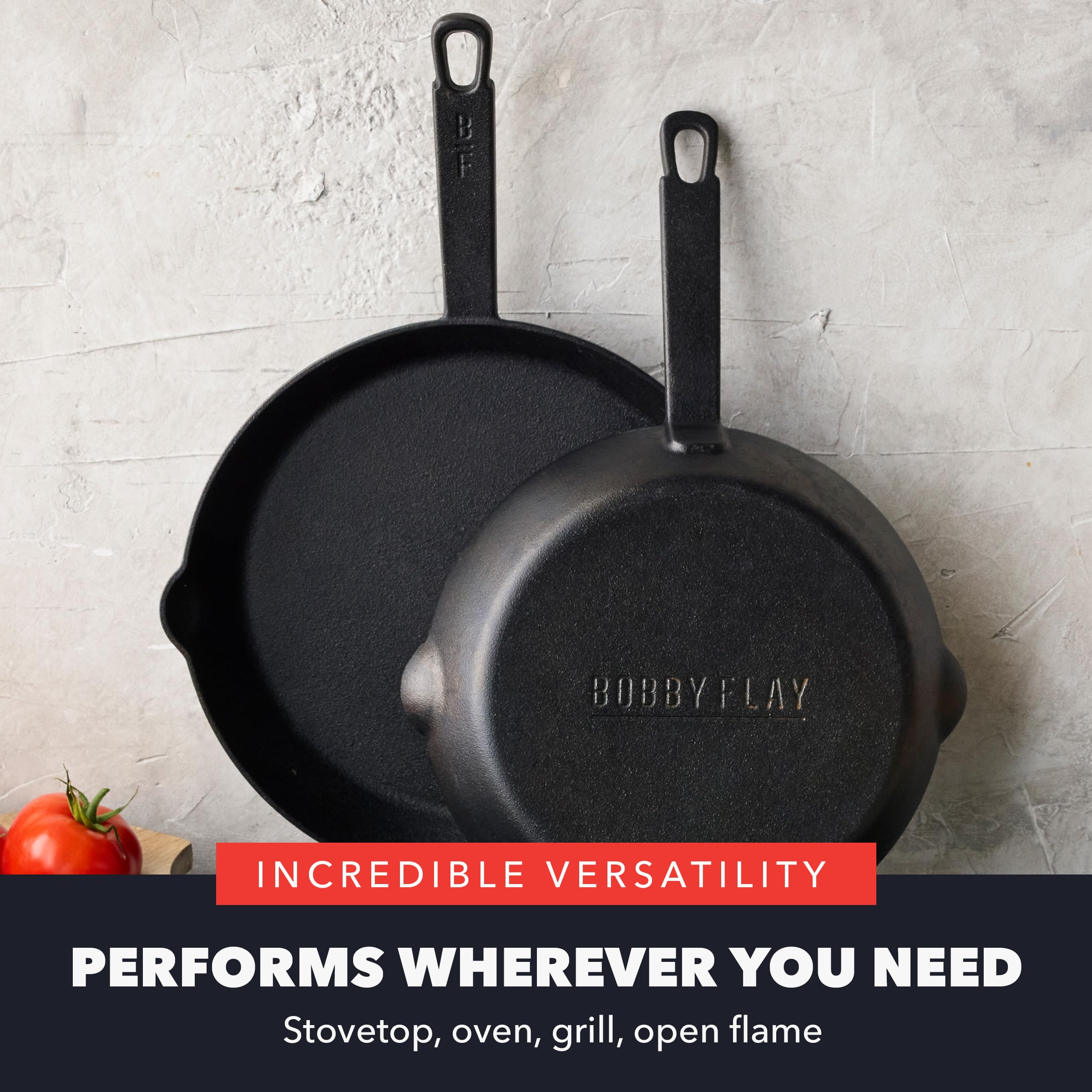 GreenPan x Bobby Flay Cast Iron Skillet Set – 8-Inch & 10-Inch