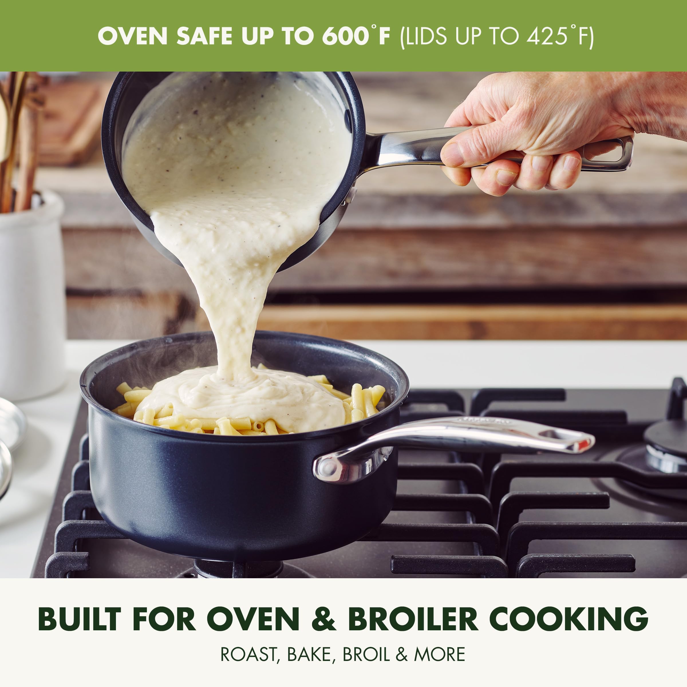 GreenPan Prime Chatham 1QT & 2QT Saucepan Set – Hard Anodized, Diamond-Infused Ceramic Nonstick, PFAS-Free
