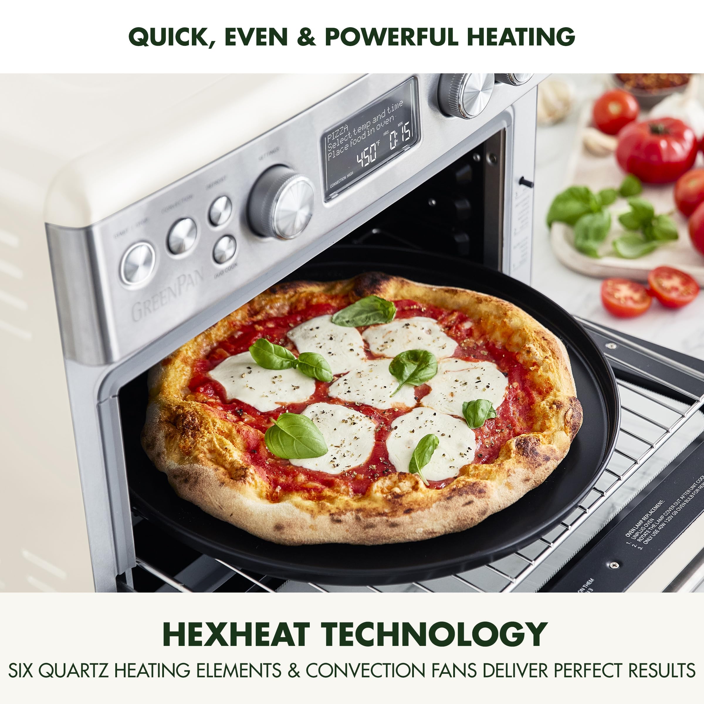 GreenPan 13-in-1 Elite Countertop Convection Oven & Air Fryer, 1 cu. ft., Cloud Cream