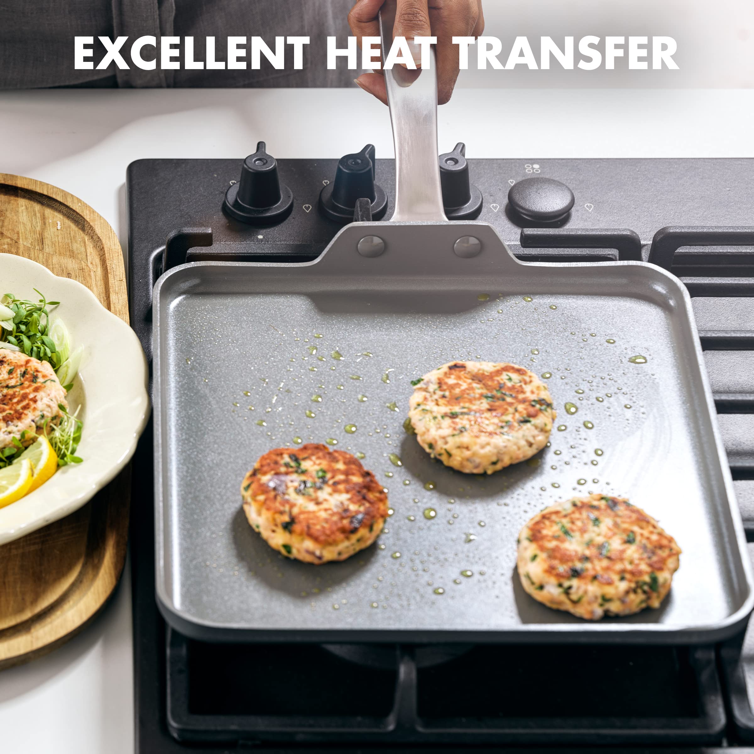 GreenPan Chatham 11" Griddle Pan, Hard Anodized, Diamond-Infused Nonstick, Gray, PFAS-Free