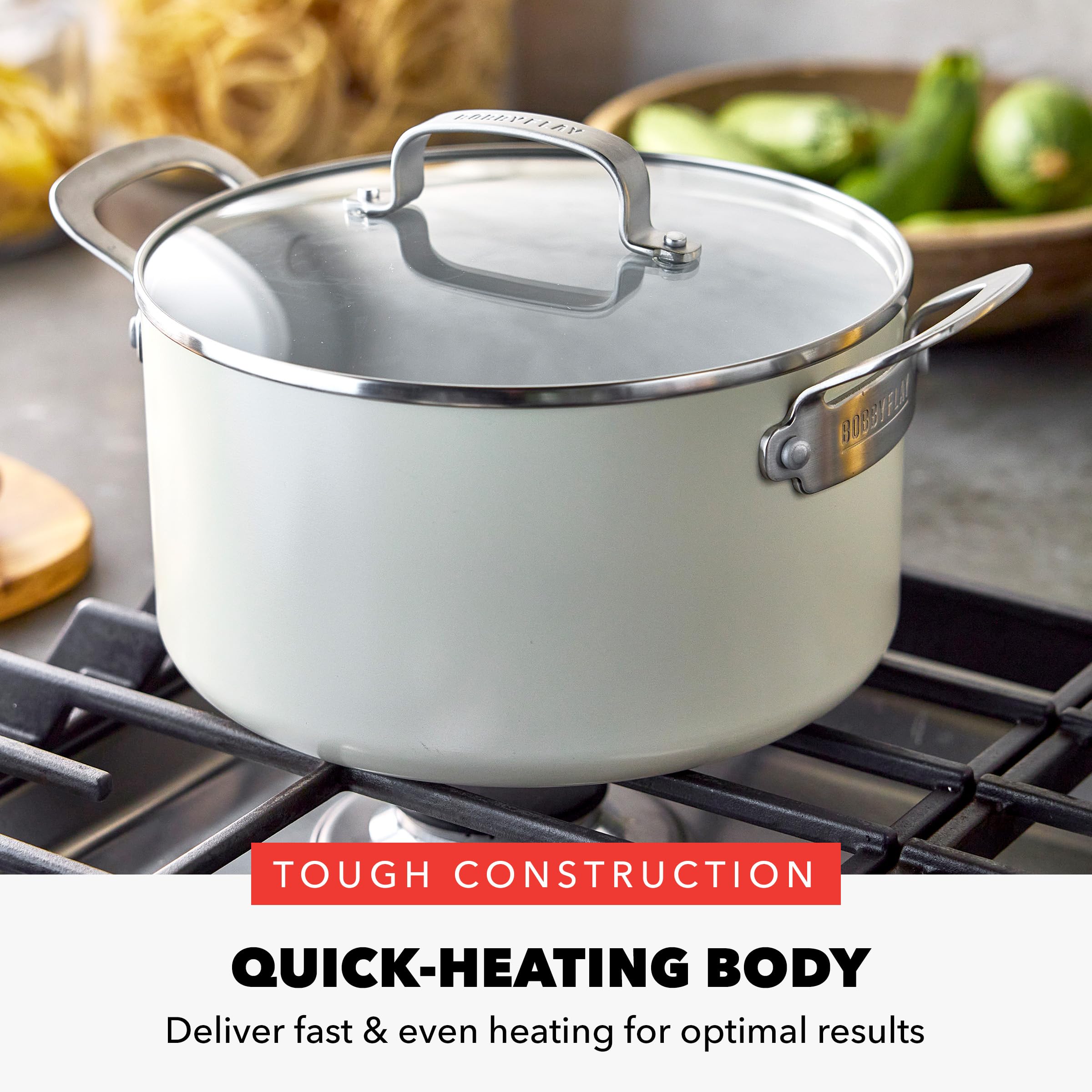GreenPan x Bobby Flay 6QT Diamond Ceramic Nonstick Stockpot with Glass Lid