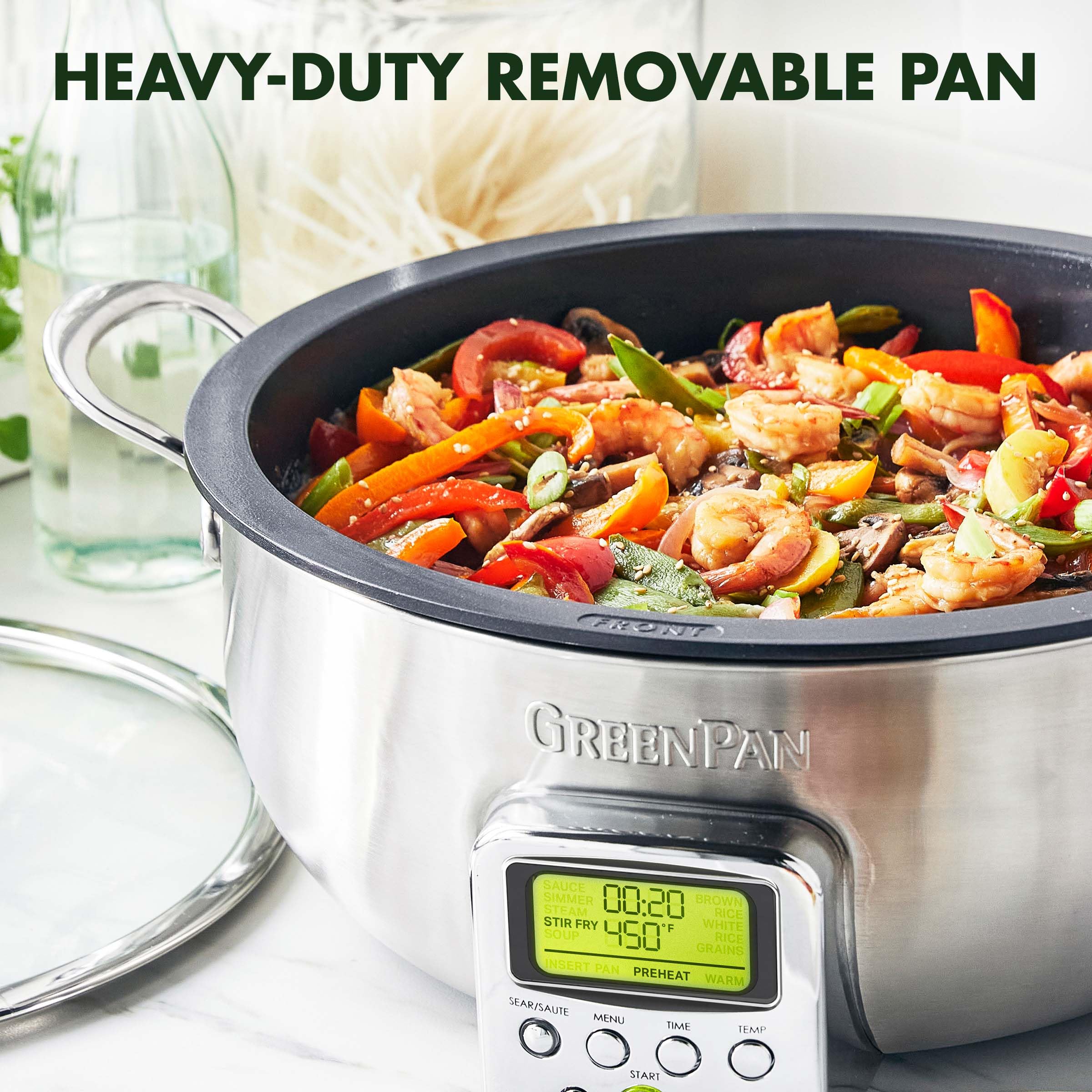 GreenPan Elite 6QT Electric Skillet – Smart Pot, 10-in-1, PFAS-Free Ceramic Nonstick, Stainless Steel