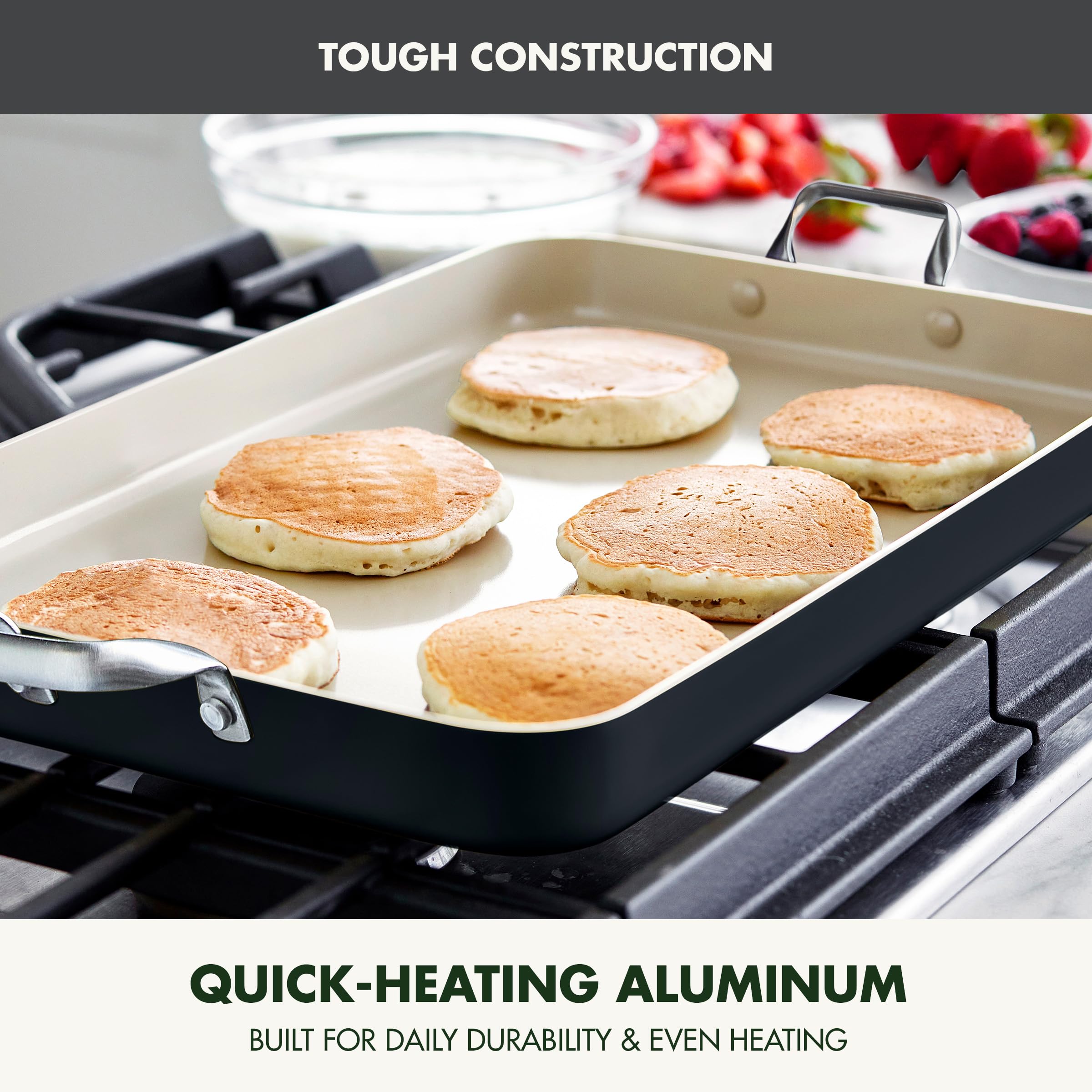 GreenPan Rio 18" x 11" Double Burner Griddle Pan - Hard Anodized Ceramic Nonstick