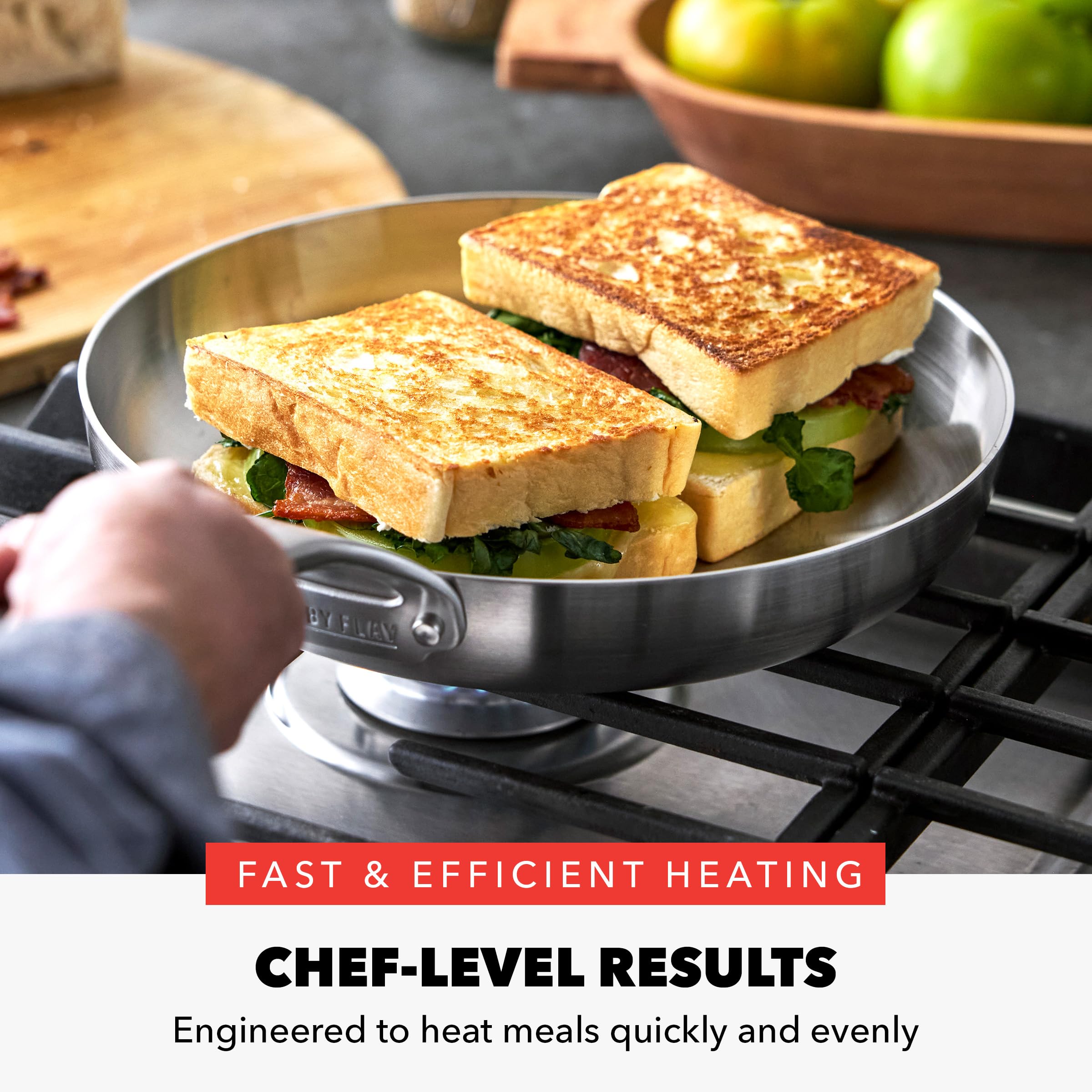 GreenPan x Bobby Flay Tri-Ply Stainless Steel Frying Pan Set (8, 10 Inch)
