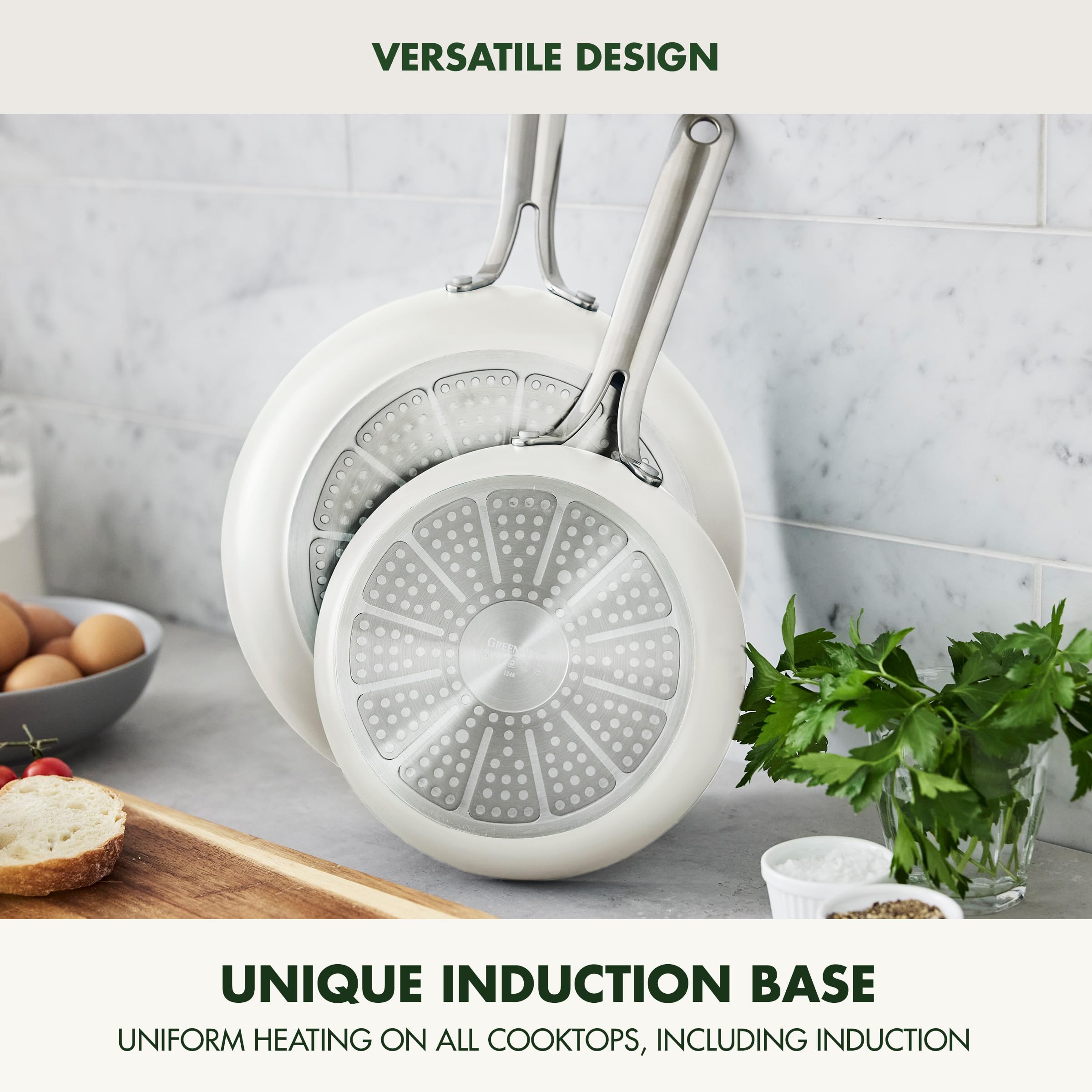 GreenPan Nova 2-Piece Frypan Set (8 in + 10 in) – Cream White