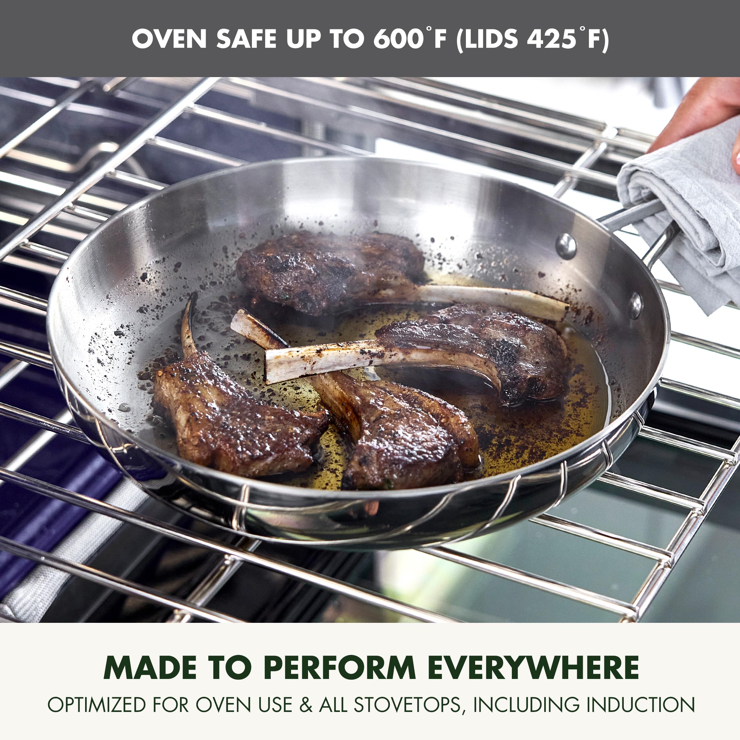 GreenPan Valencia Pro Tri-Ply Stainless Steel 10-Piece Cookware Set