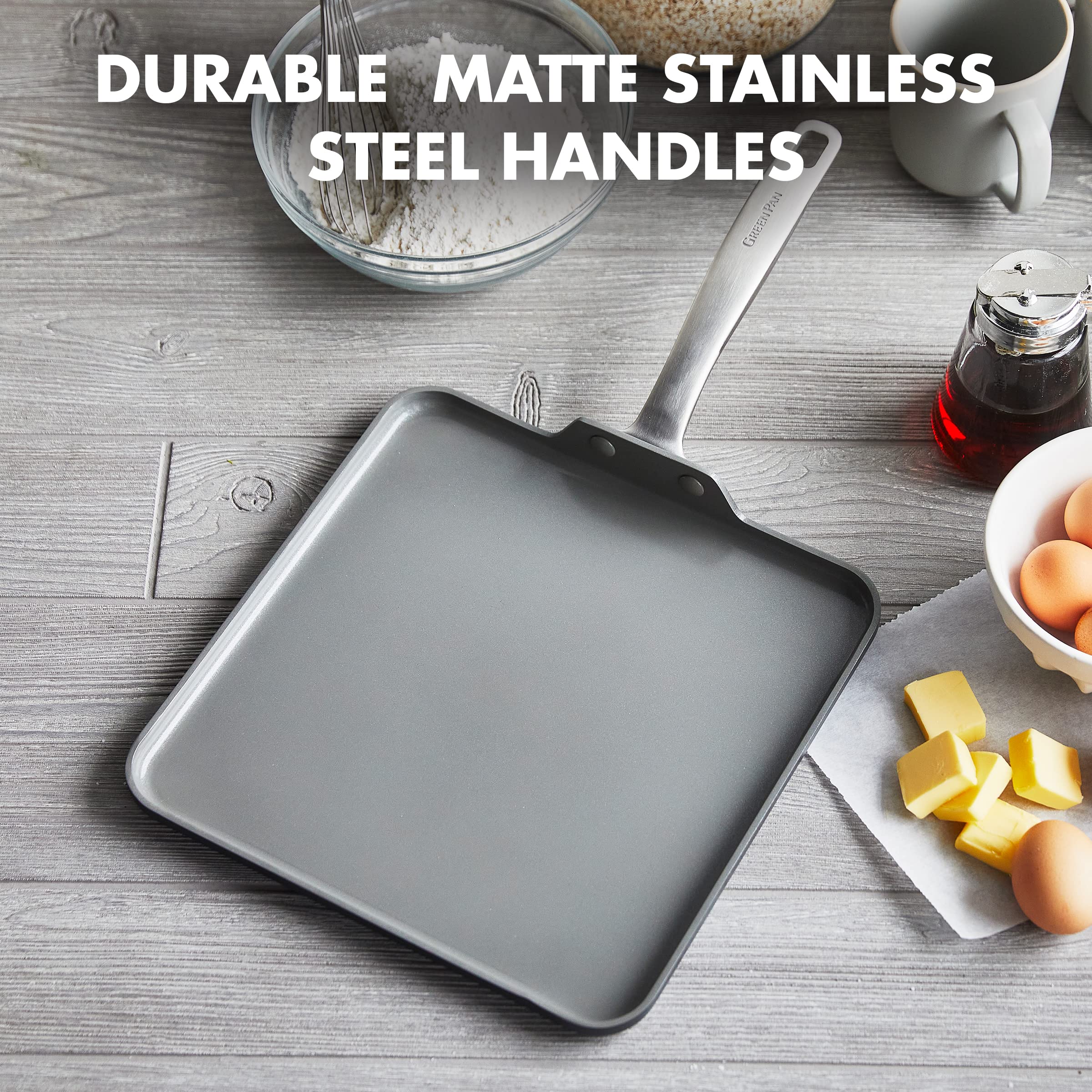 GreenPan Chatham 11" Griddle Pan, Hard Anodized, Diamond-Infused Nonstick, Gray, PFAS-Free