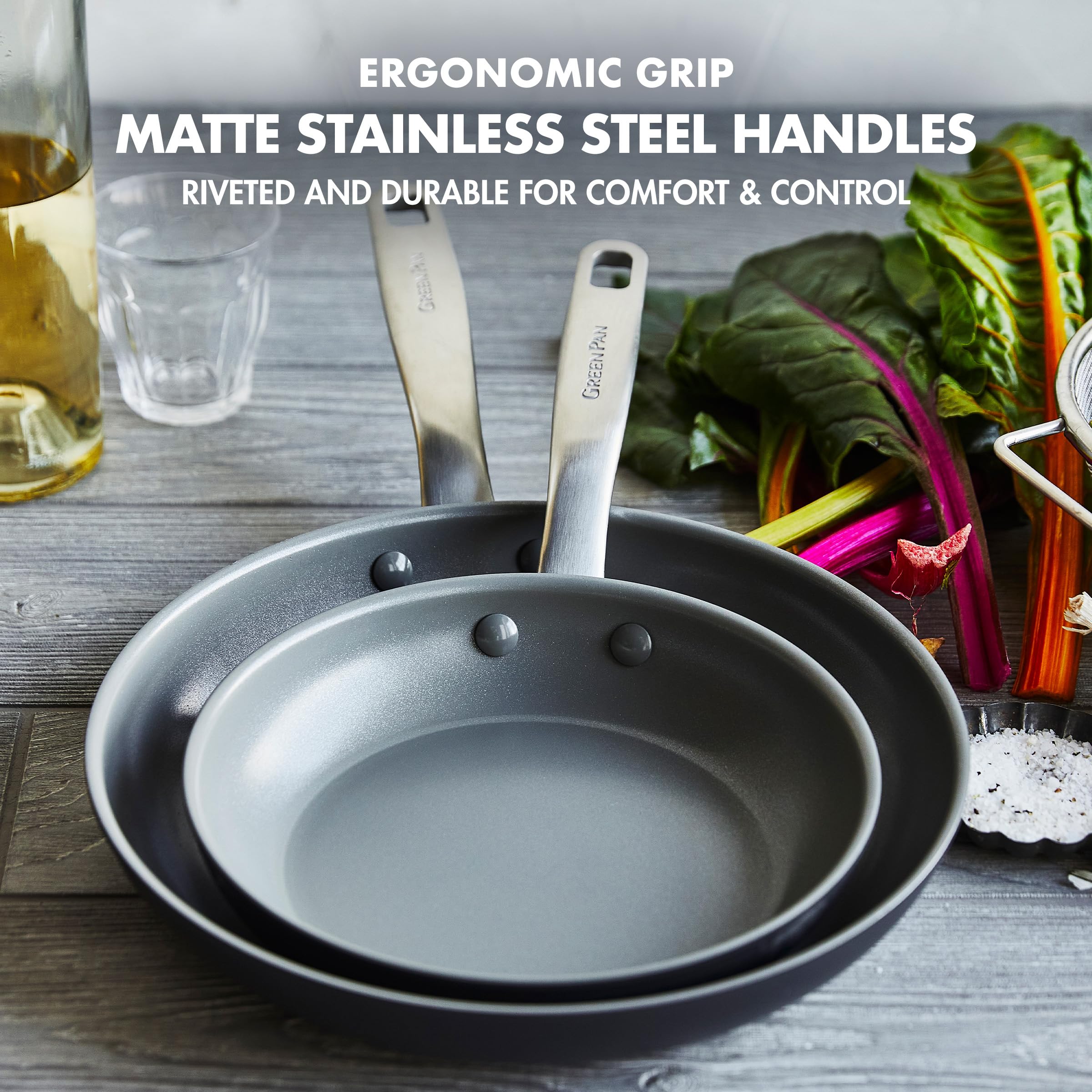 GreenPan Chatham Hard Anodized Ceramic Nonstick 8" and 10" Frying Pan Set