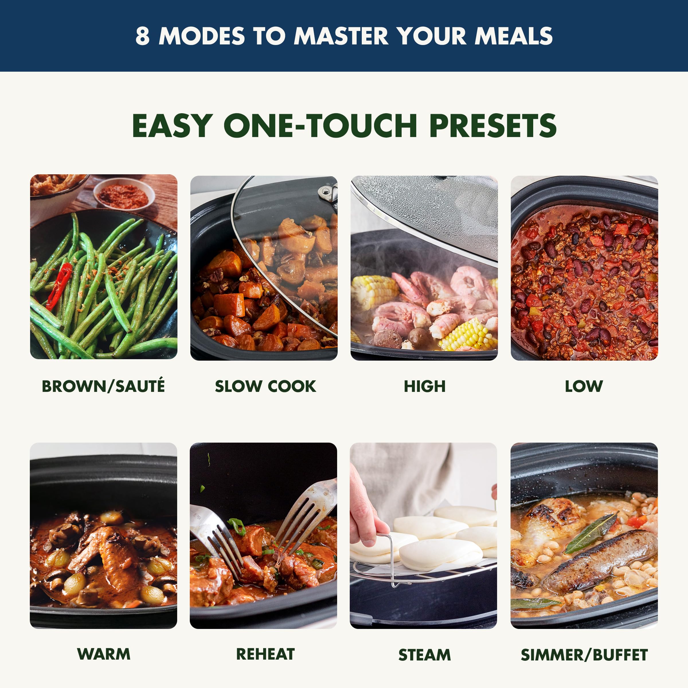 GreenPan Elite 8-in-1 Programmable 6-Quart Electric Slow Cooker, PFAS-Free Ceramic Nonstick, Oxford Blue