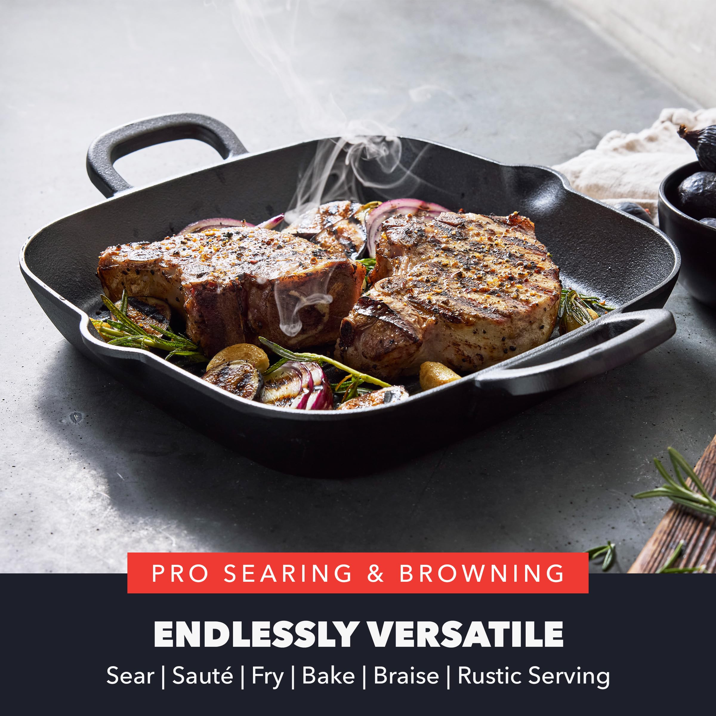 GreenPan x Bobby Flay Cast Iron 11-Inch Square Grill Pan