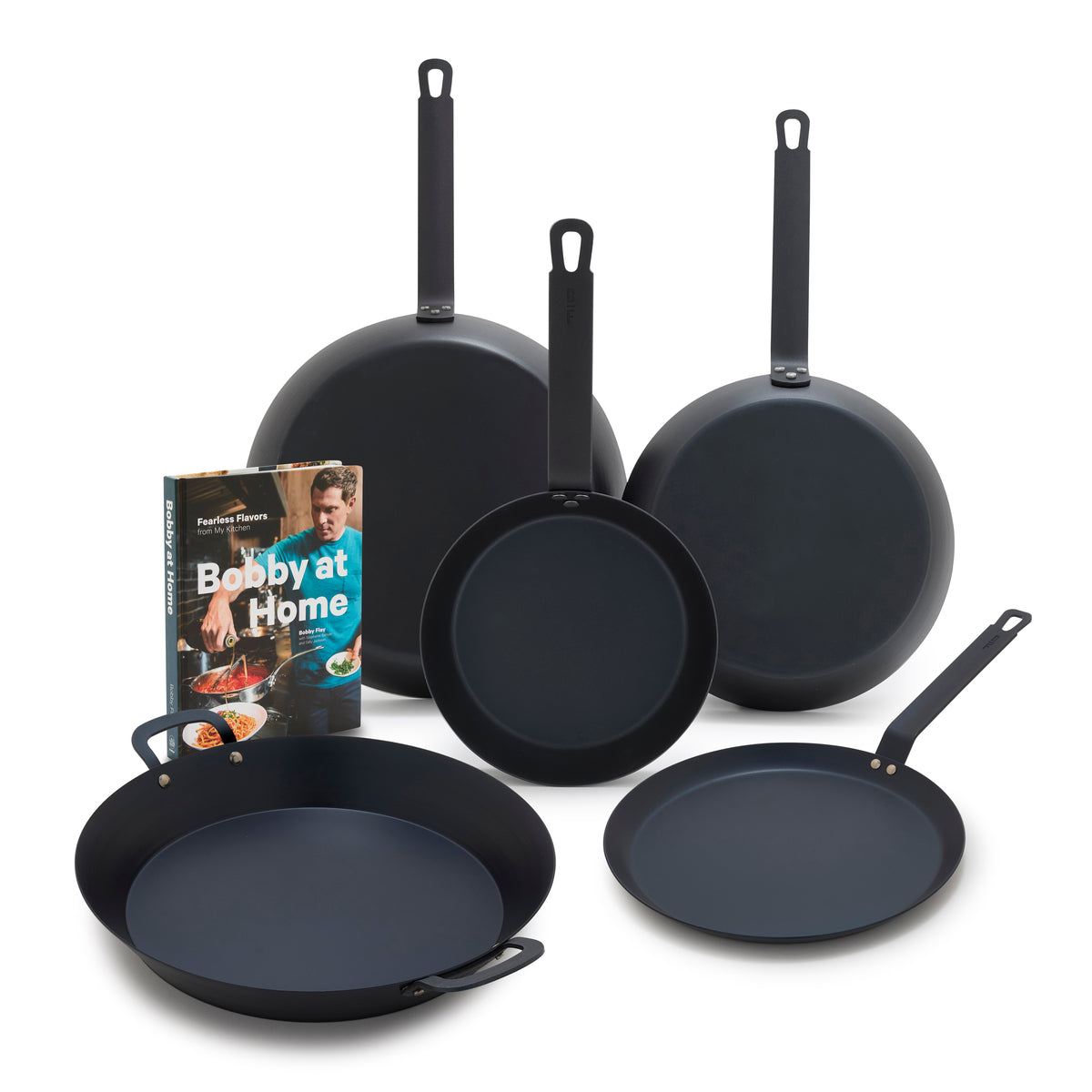 GreenPan Bobby Flay 5-Piece Carbon Steel Cookware Set with Cookbook