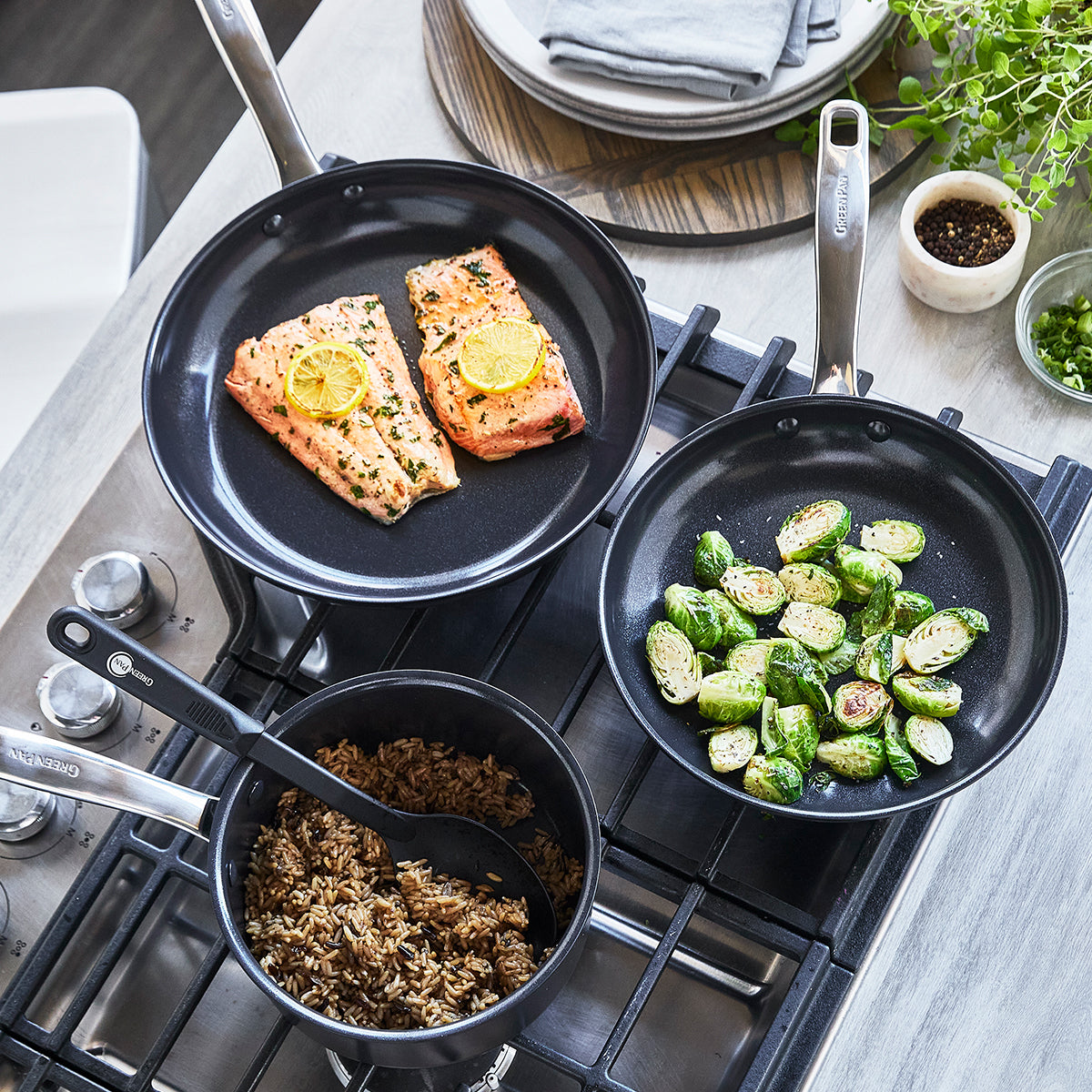 GreenPan Chatham Black Ceramic Nonstick 5-Piece Cookware Set