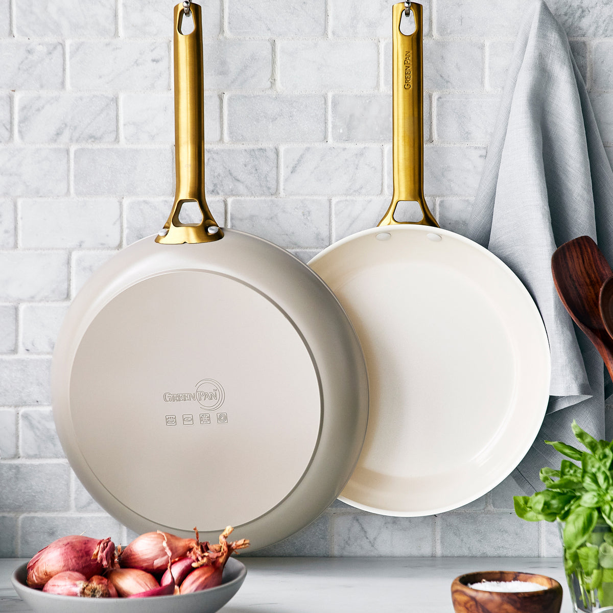 GreenPan Reserve Ceramic Nonstick 10-Inch and 12-Inch Frypan Set, Taupe