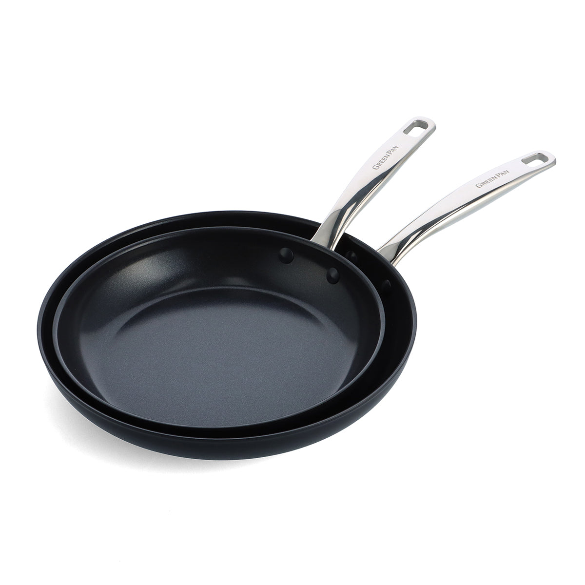 GreenPan Chatham Black Ceramic Nonstick Frypan Set, 10-inch and 12-inch