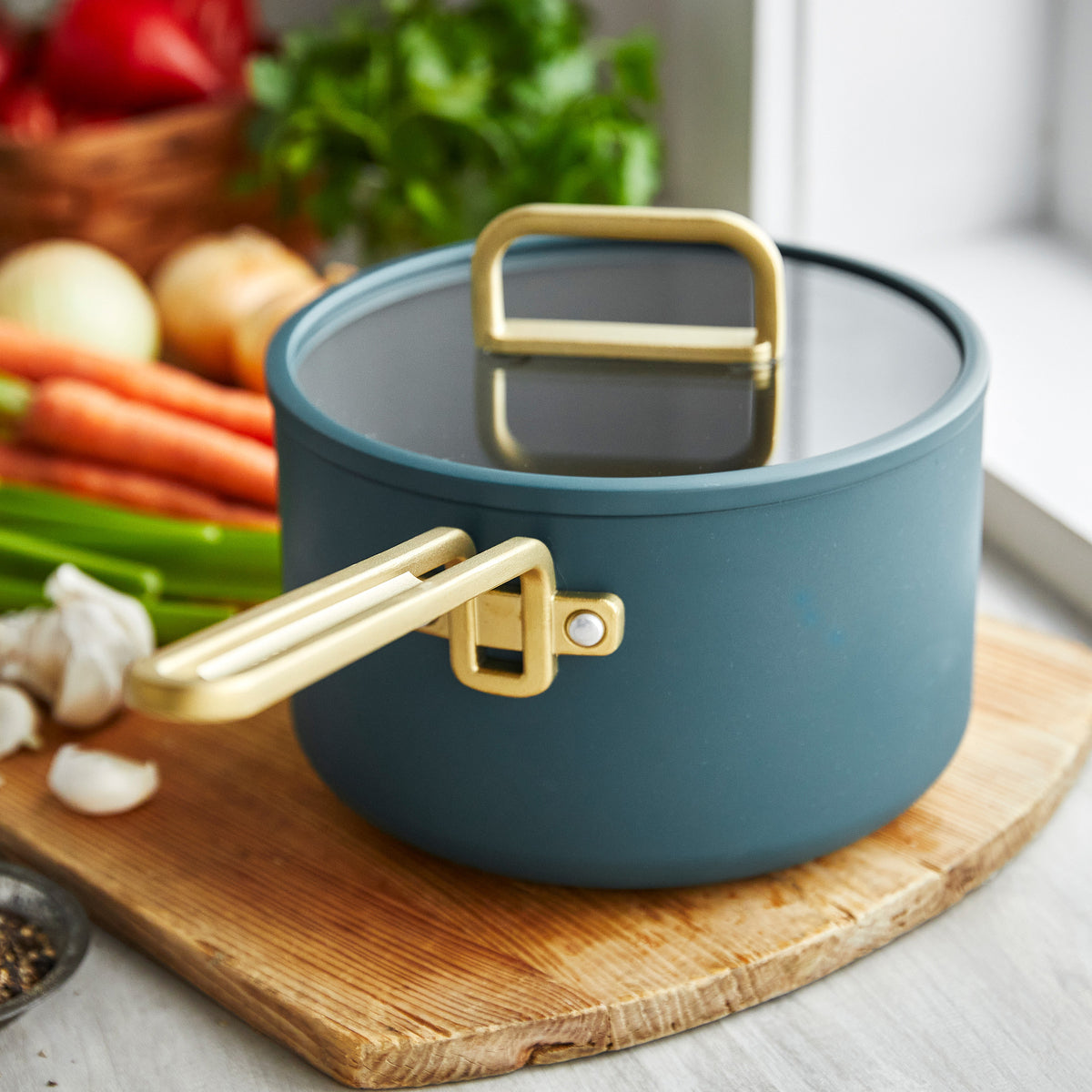 GreenPan Stanley Tucci™ Ceramic Nonstick 4-Piece Saucepan Set | Venetian Teal