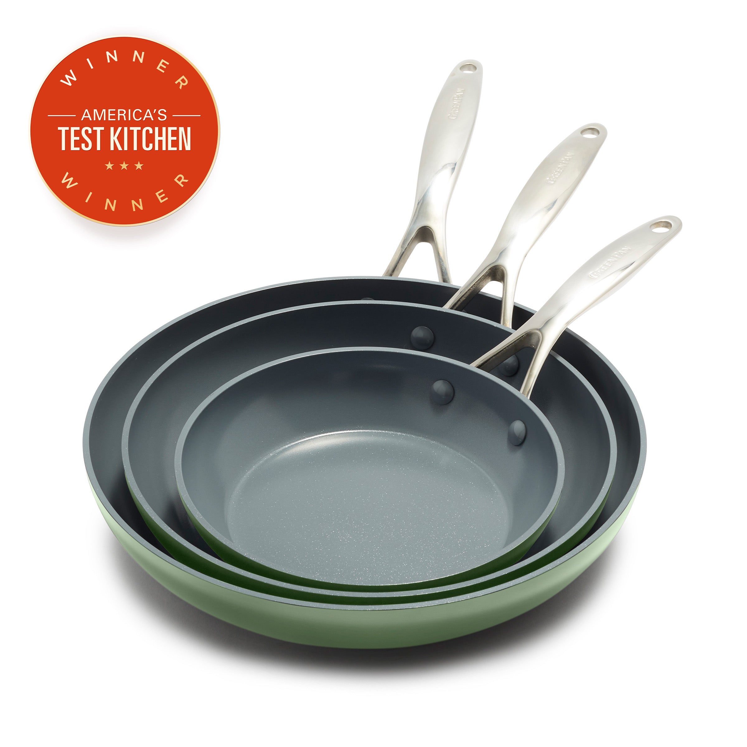 Valencia Pro Ceramic Nonstick Frypan Set (8", 9.5", 11") – Sage