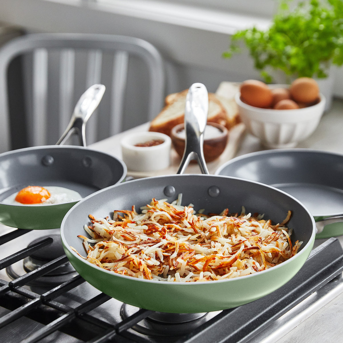 Valencia Pro Ceramic Nonstick Frypan Set (8", 9.5", 11") – Sage