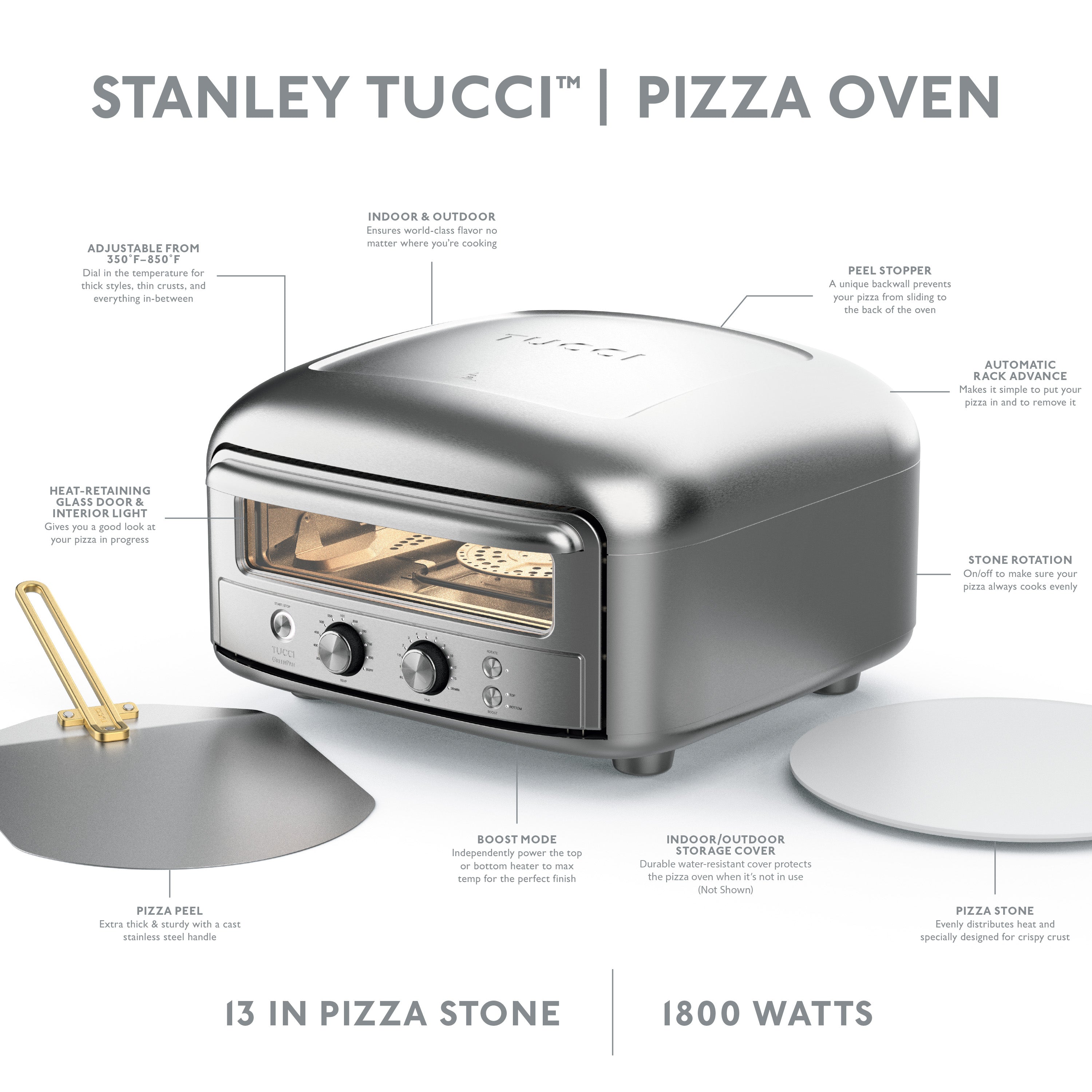 Stanley Tucci™ Indoor and Outdoor Pizza Oven – Stainless Steel