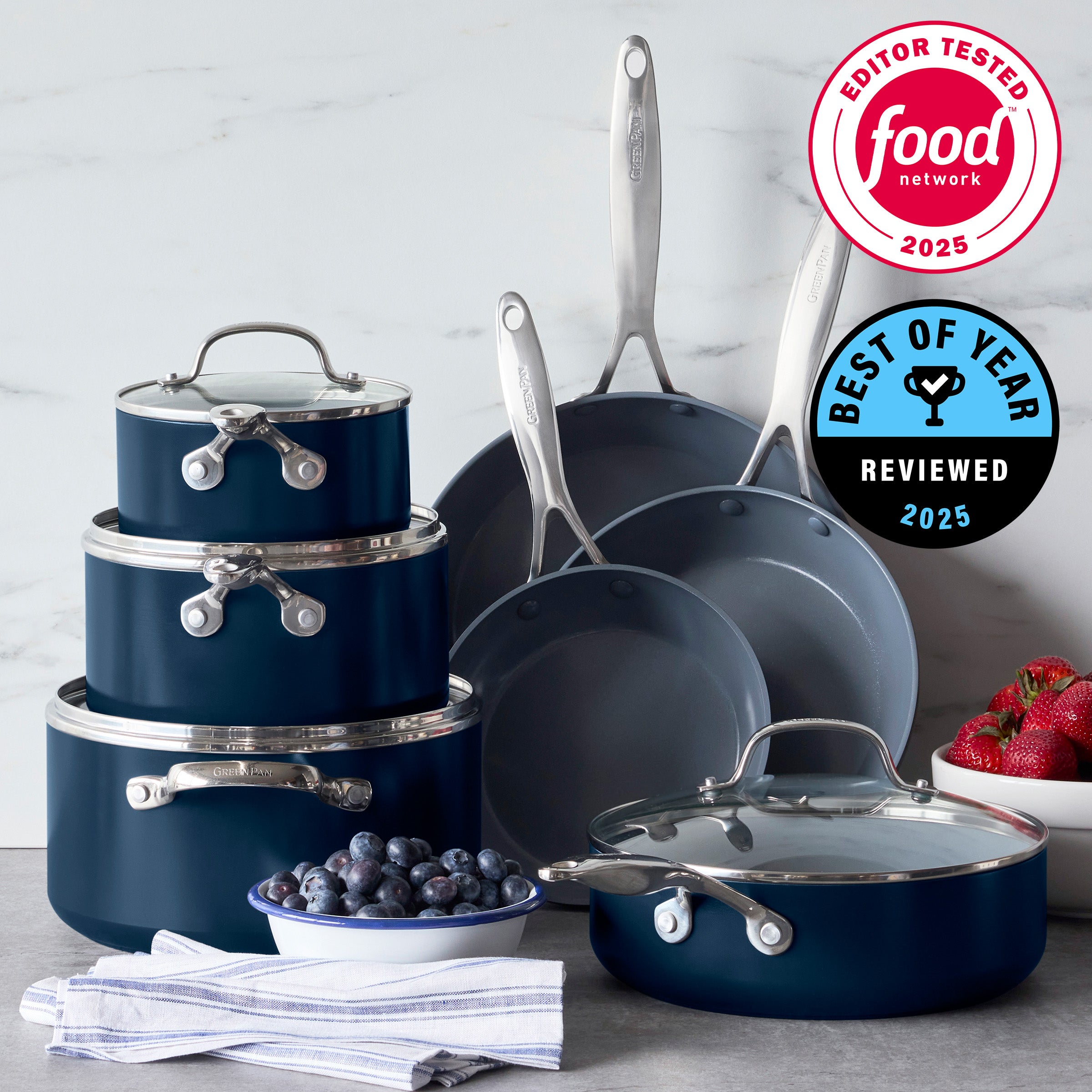 GreenPan Valencia Pro Ceramic Nonstick 11-Piece Cookware Set | Twilight