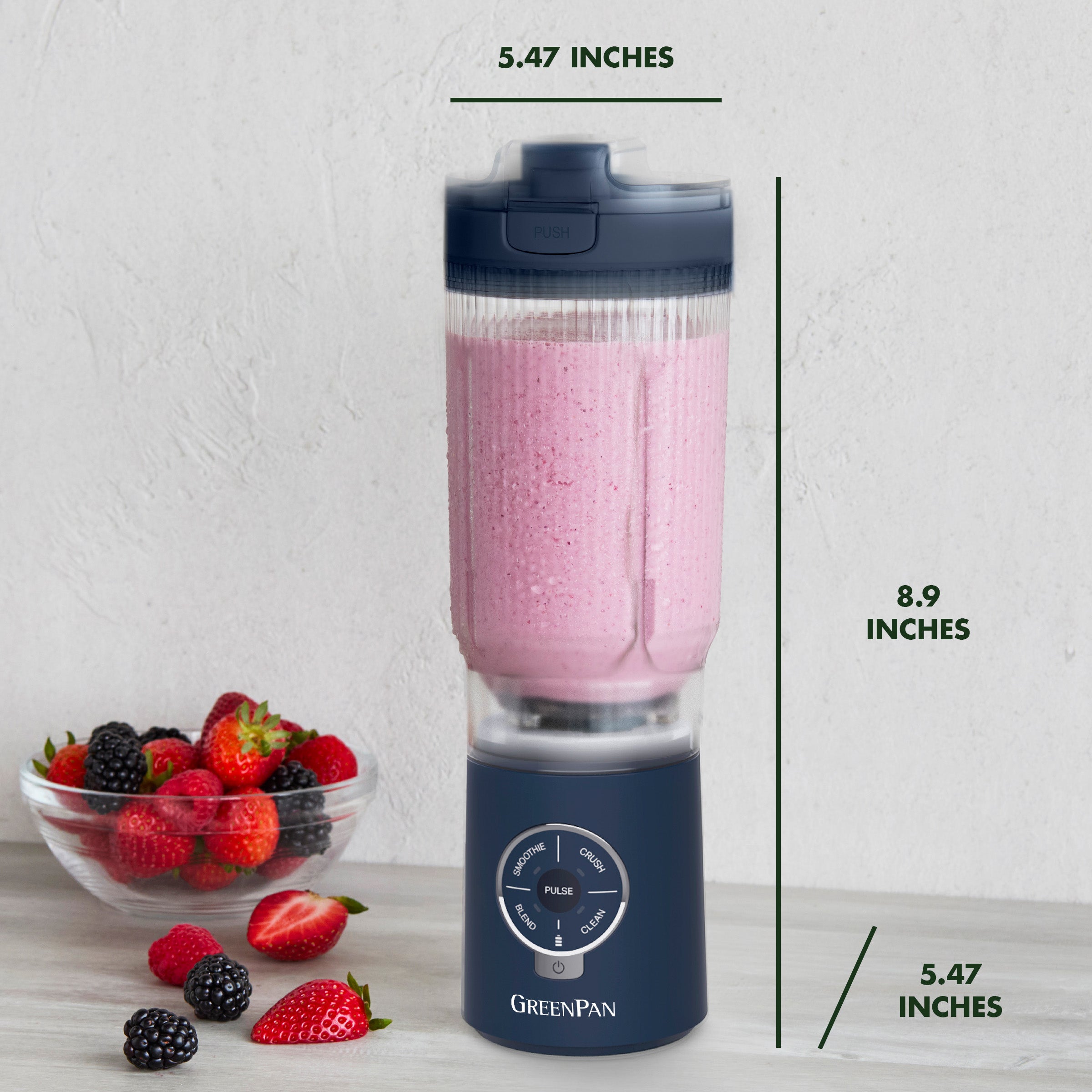 GreenPan Spin & Go Portable Blender – Blueberry